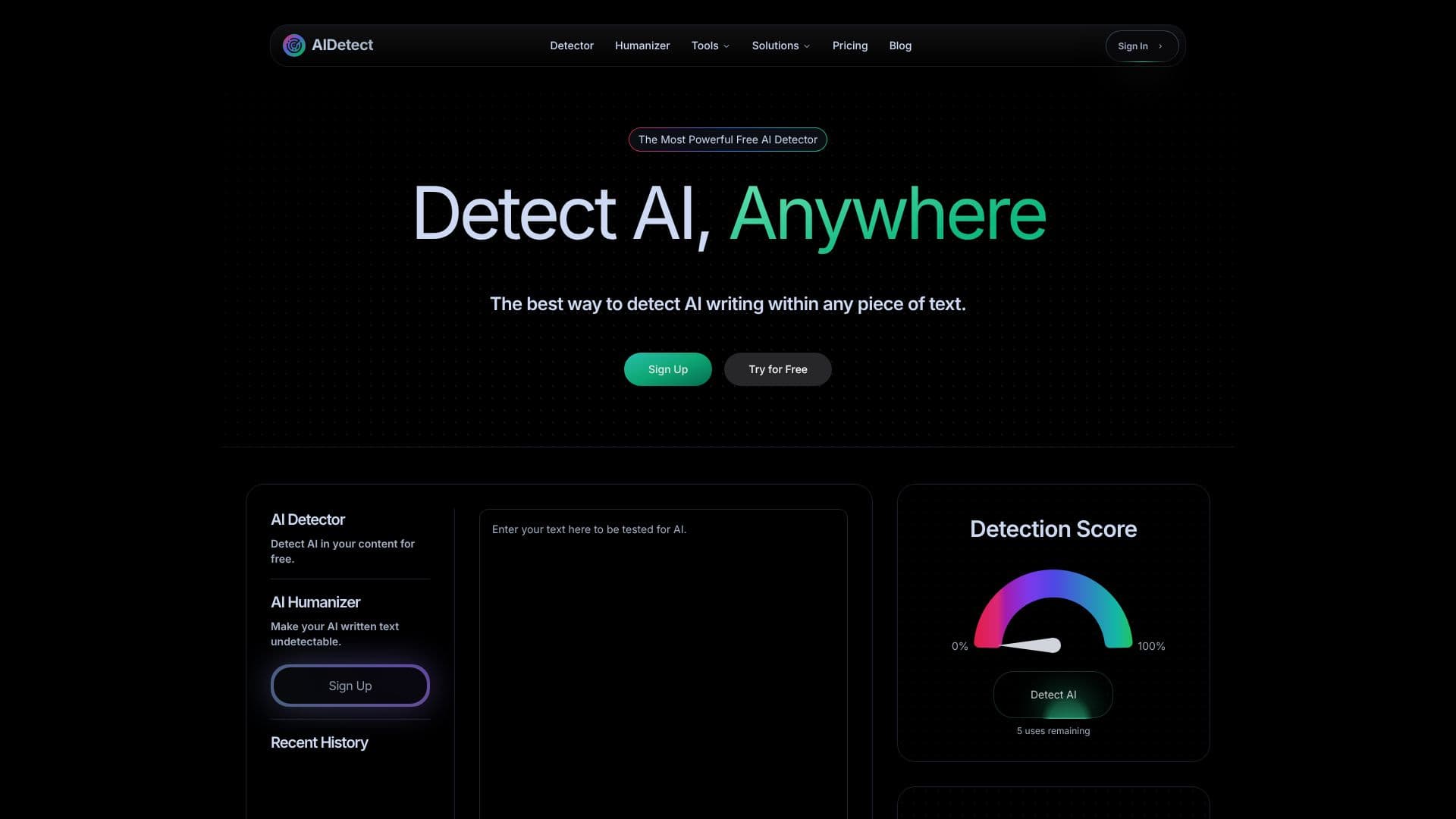 Screenshot von AI Detect