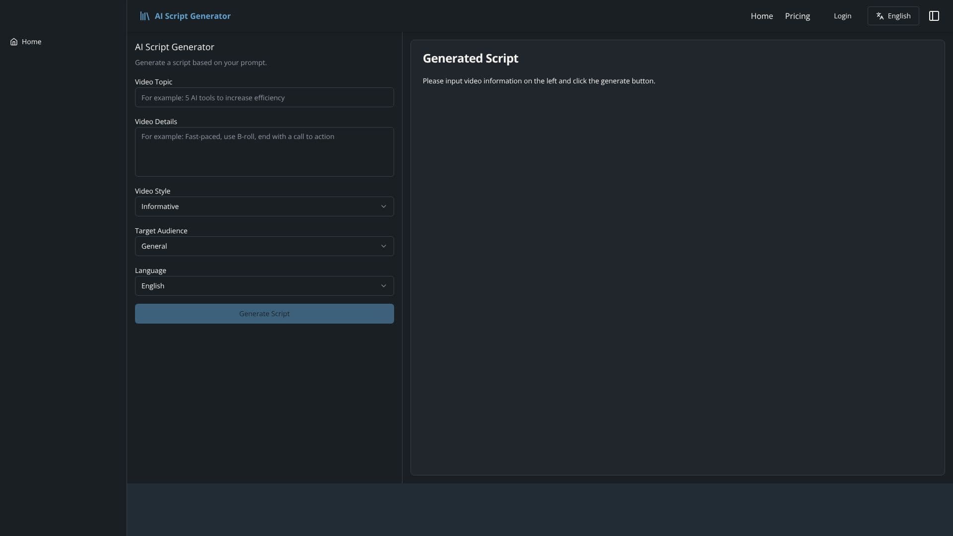 AI Script Generator screenshot