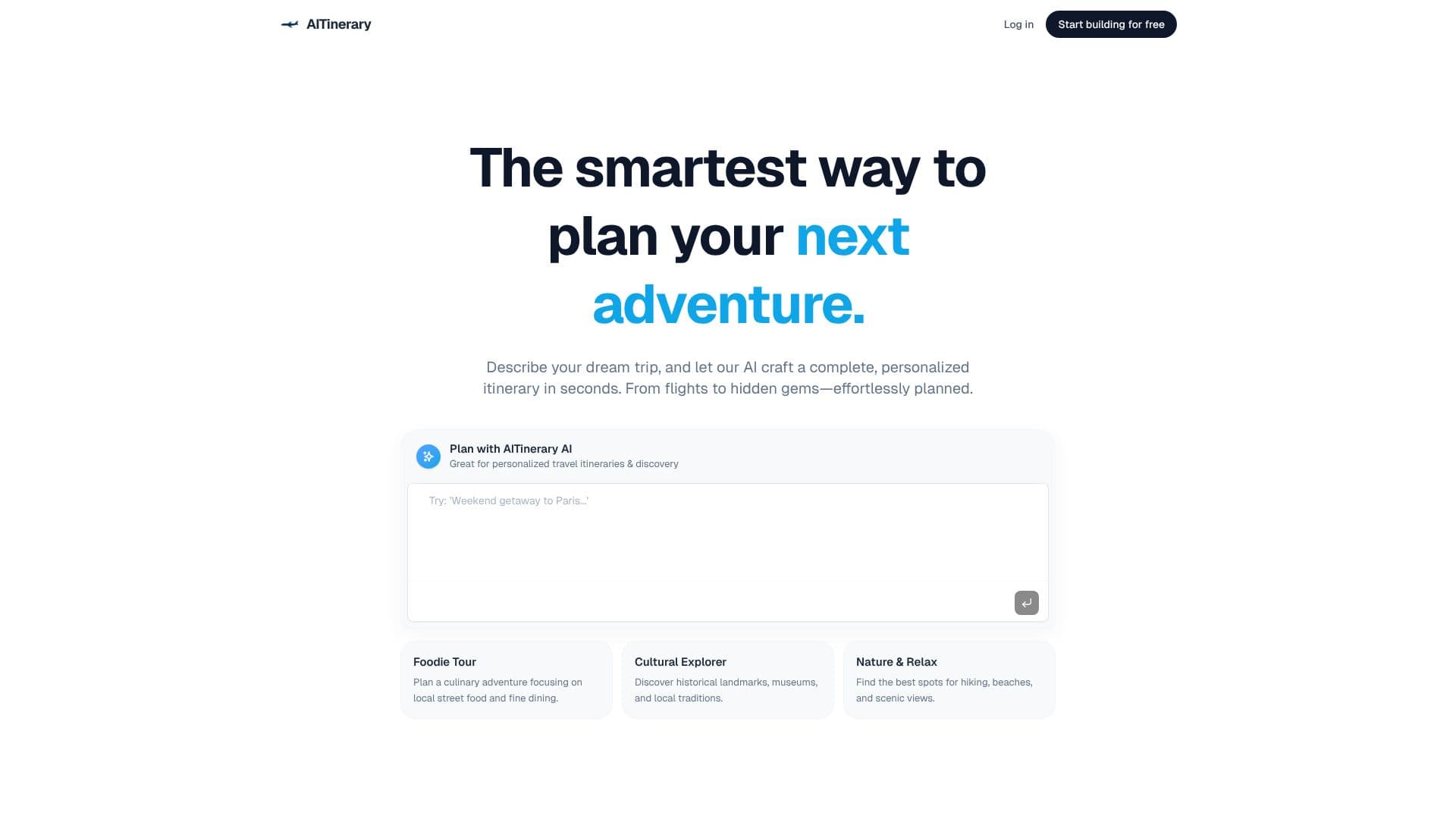 AITinerary AI Trip Planner screenshot