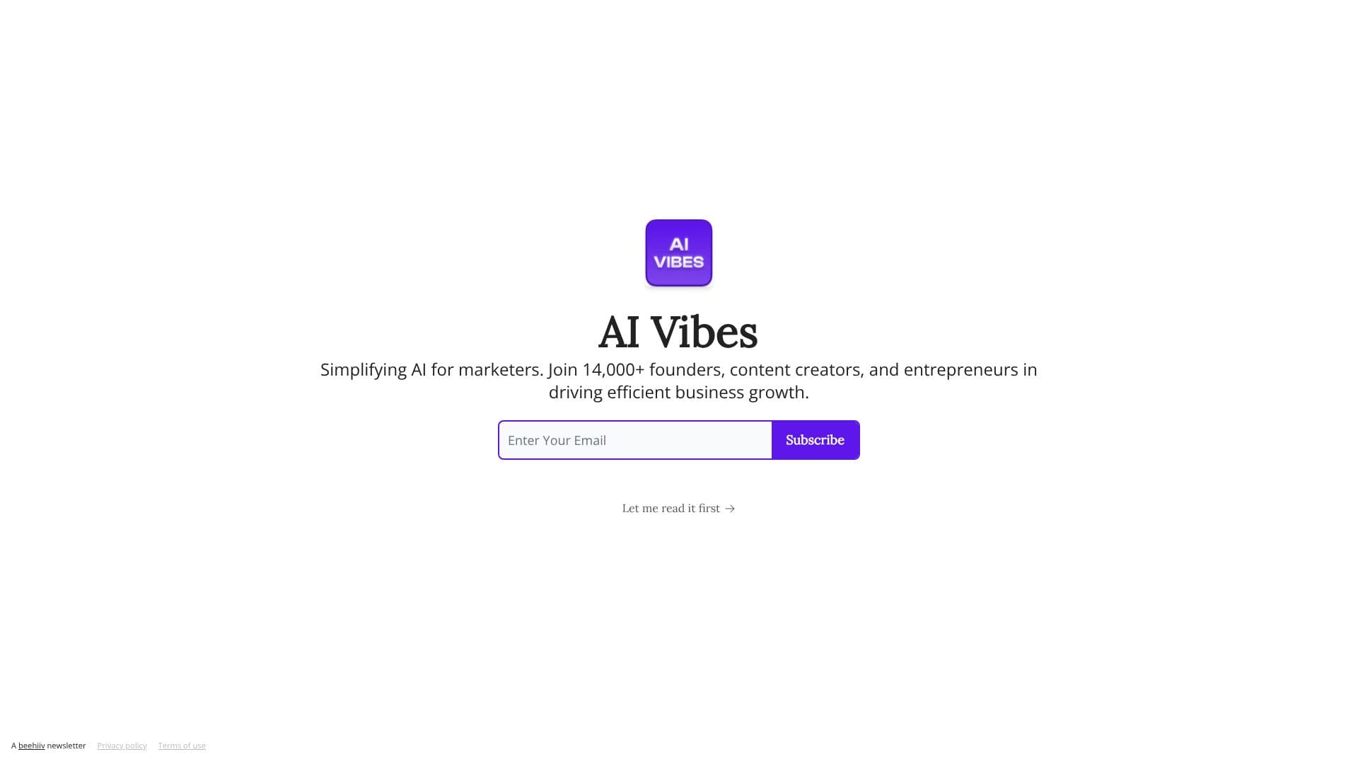 Capture d’écran de AI Vibes Newsletter