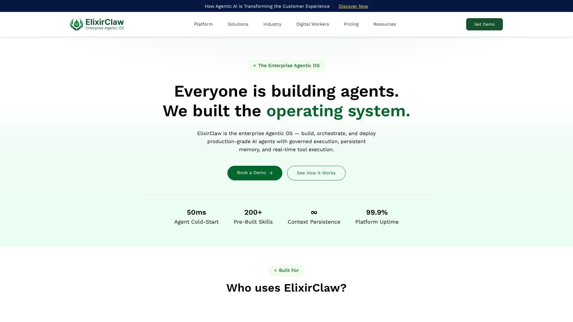 Скриншот Agentic OS Platform - ElixirClaw