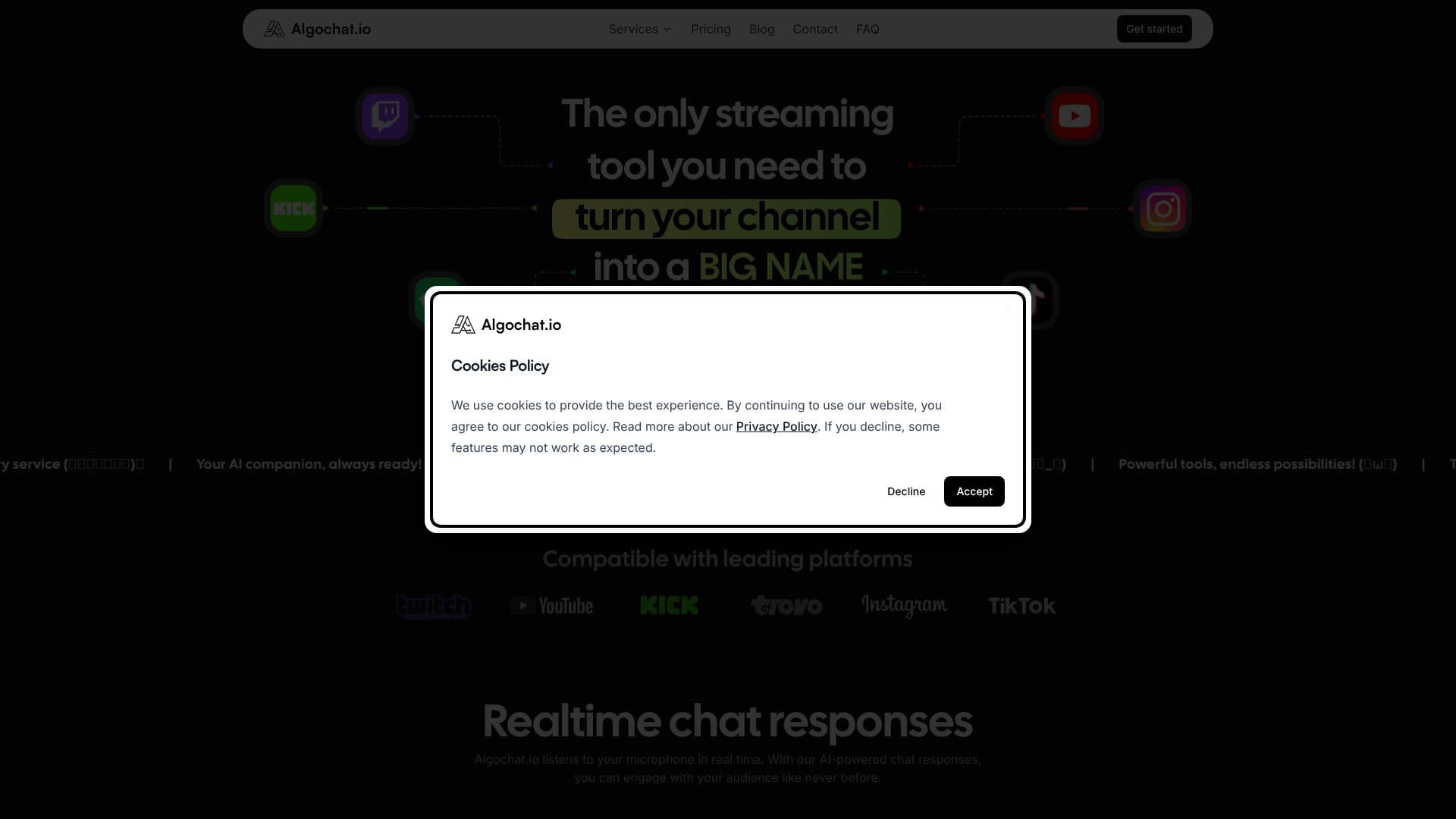 Algochat.io screenshot