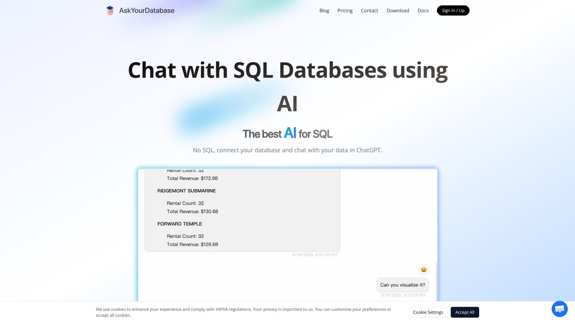 AskYourDatabase AI screenshot