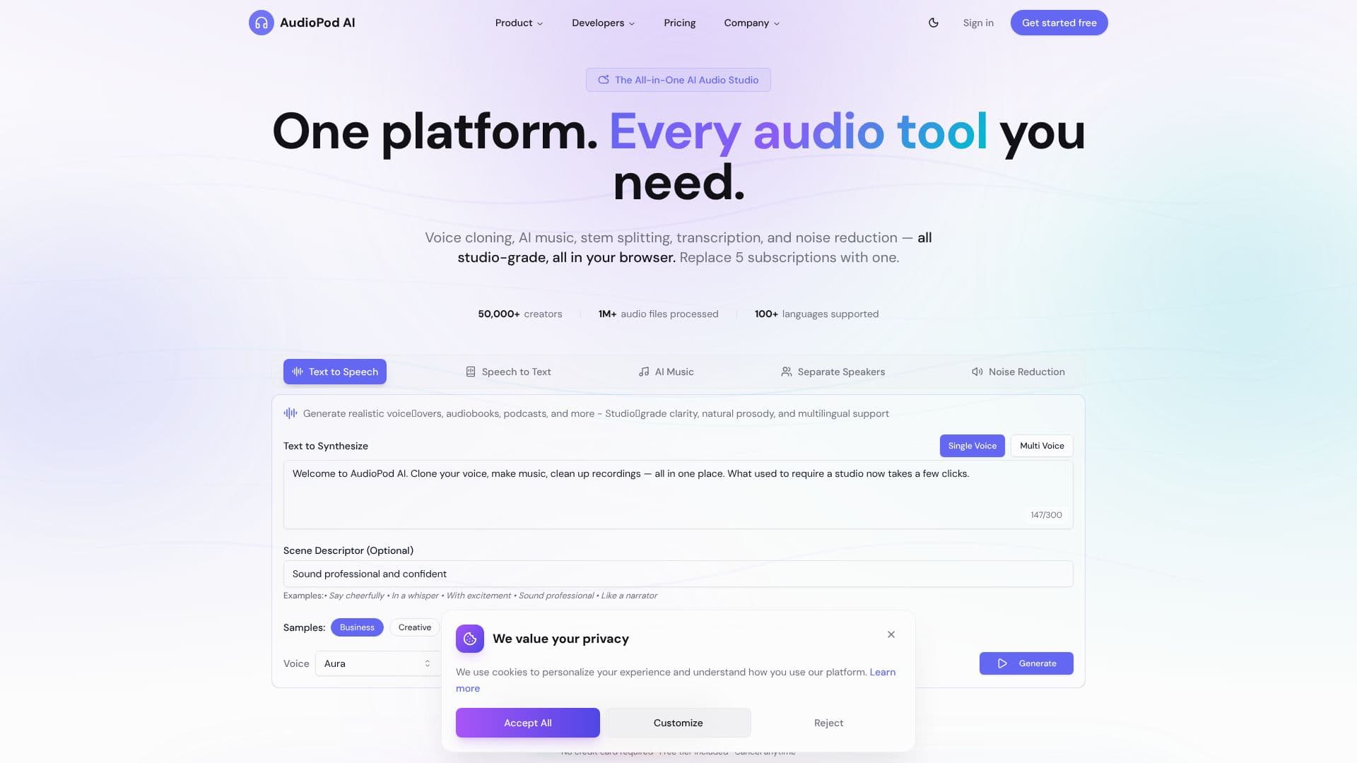 AudioPod AI 스크린샷