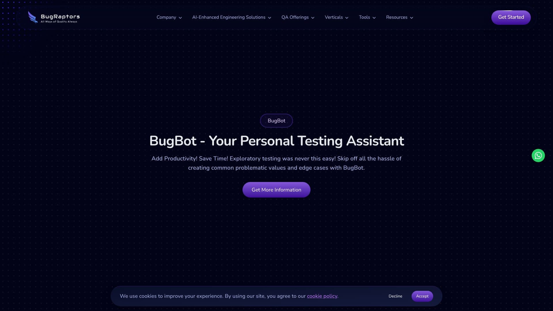 Screenshot von BugBot - KI-gestützte Automatisierungstests