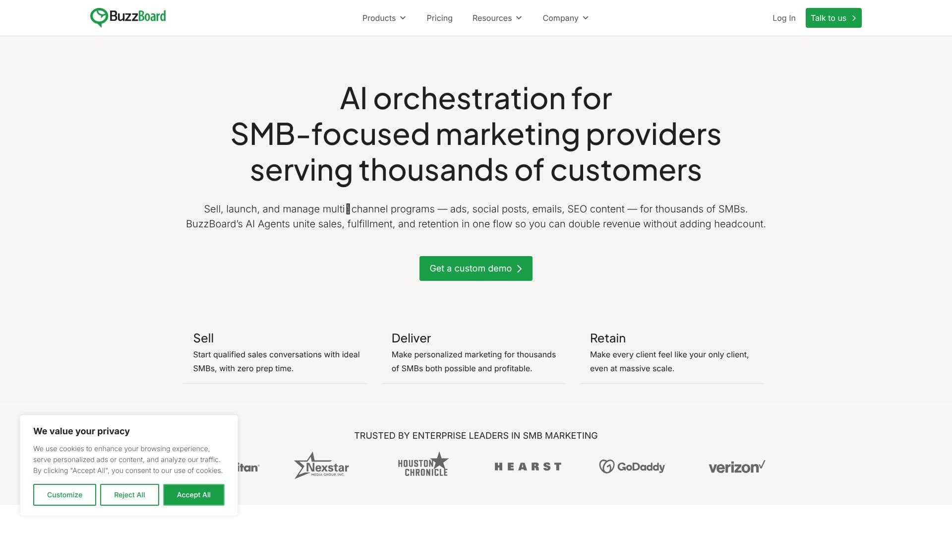 Screenshot von BuzzBoard AI Plattform