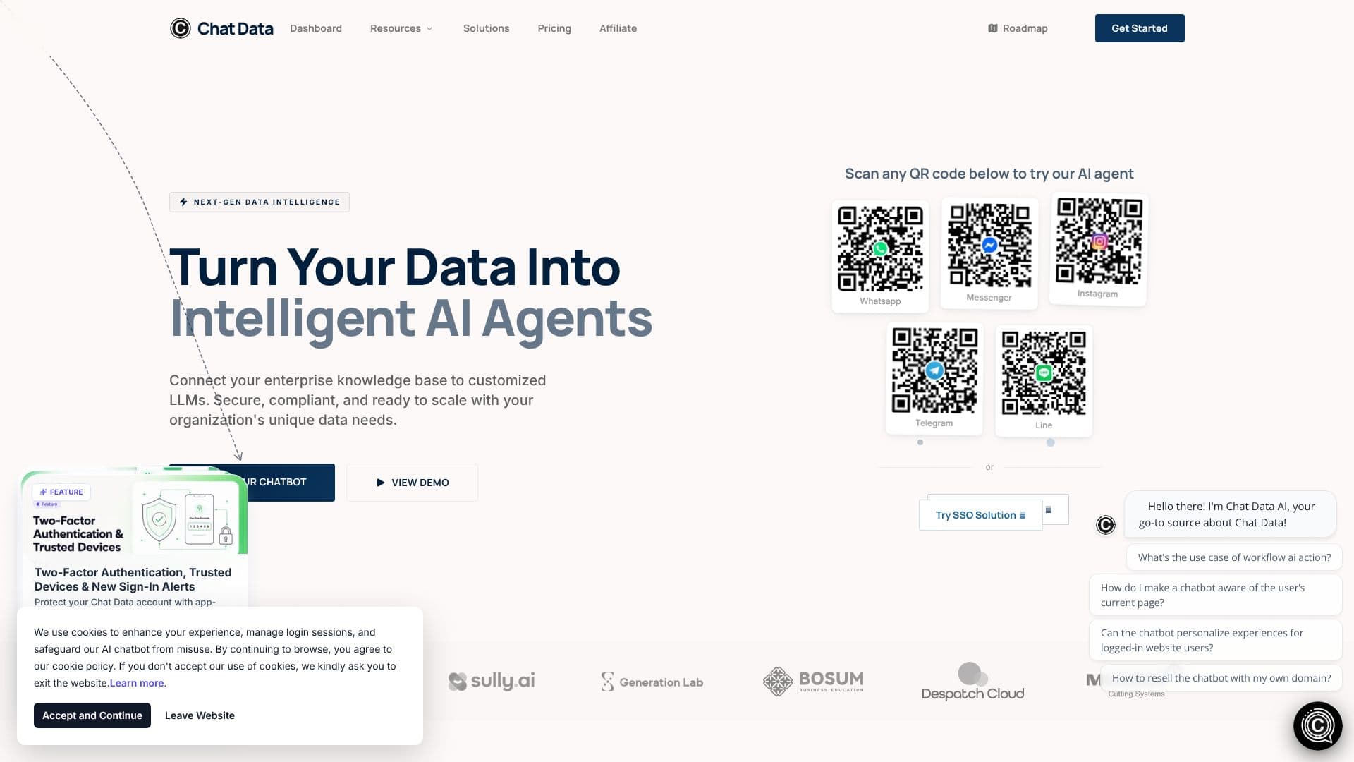 Chat Data AI 플랫폼 스크린샷