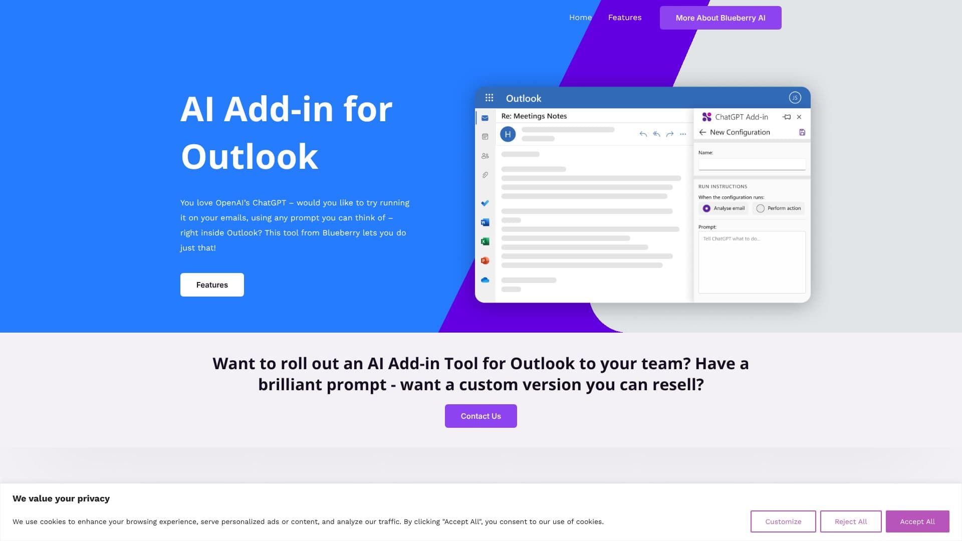 Tangkapan layar ChatGPT untuk Outlook
