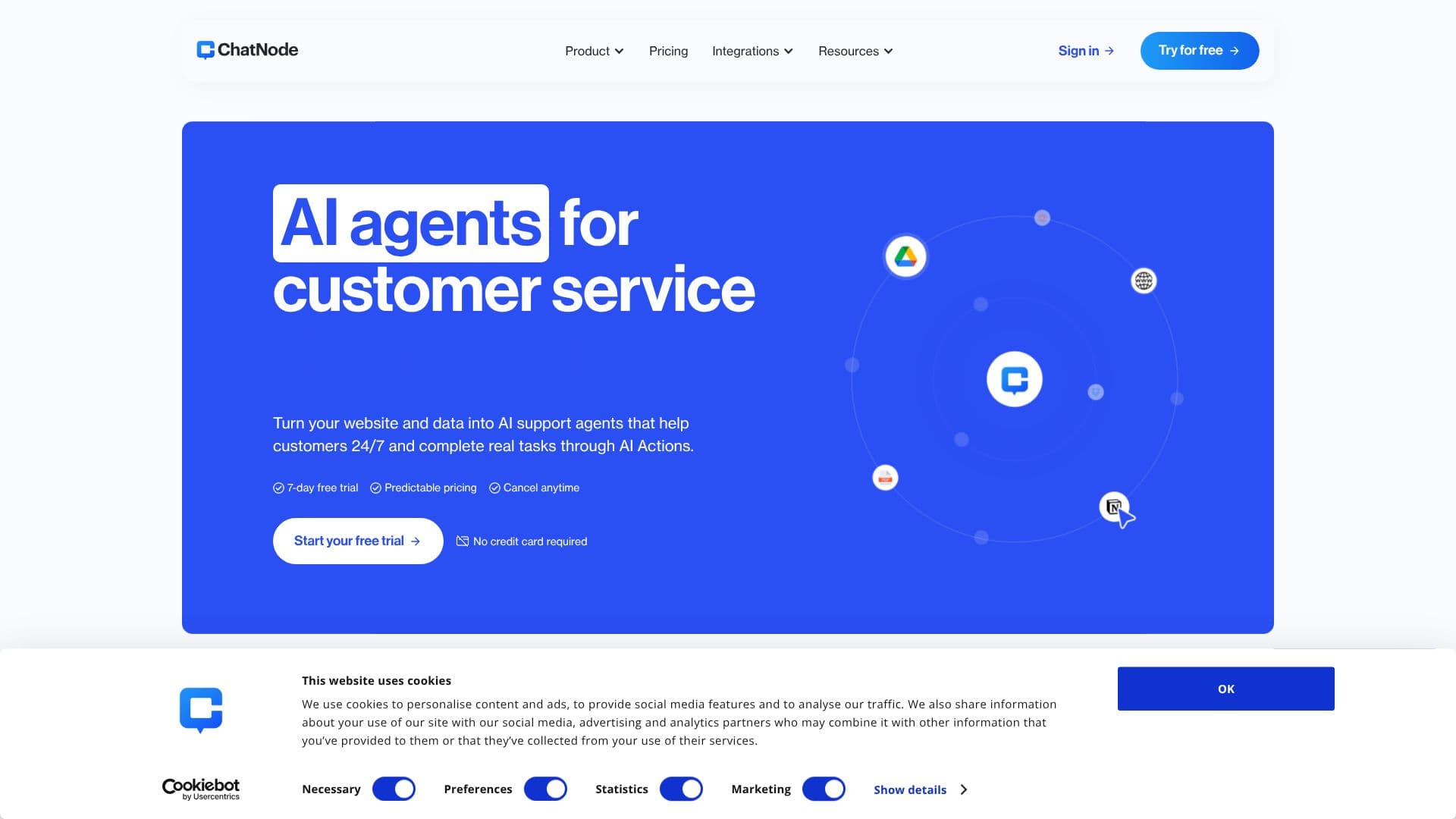 لقطة شاشة لـ ChatNode AI Agents