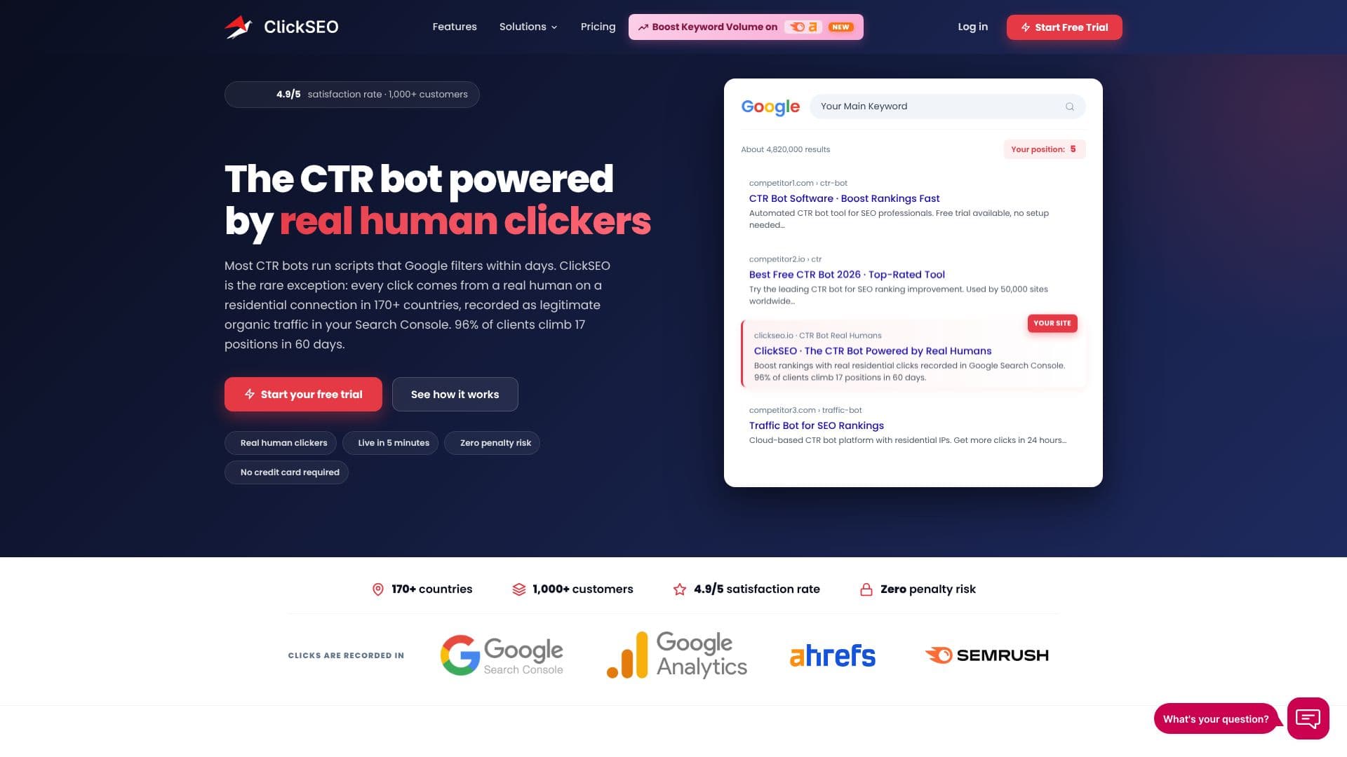 لقطة شاشة لـ CTR Bot · ClickSEO
