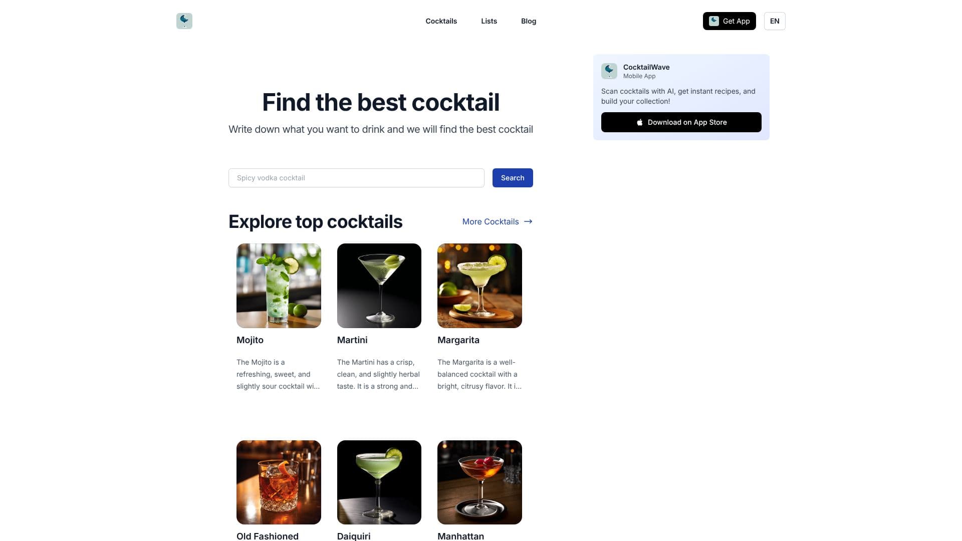 Screenshot von CocktailWave