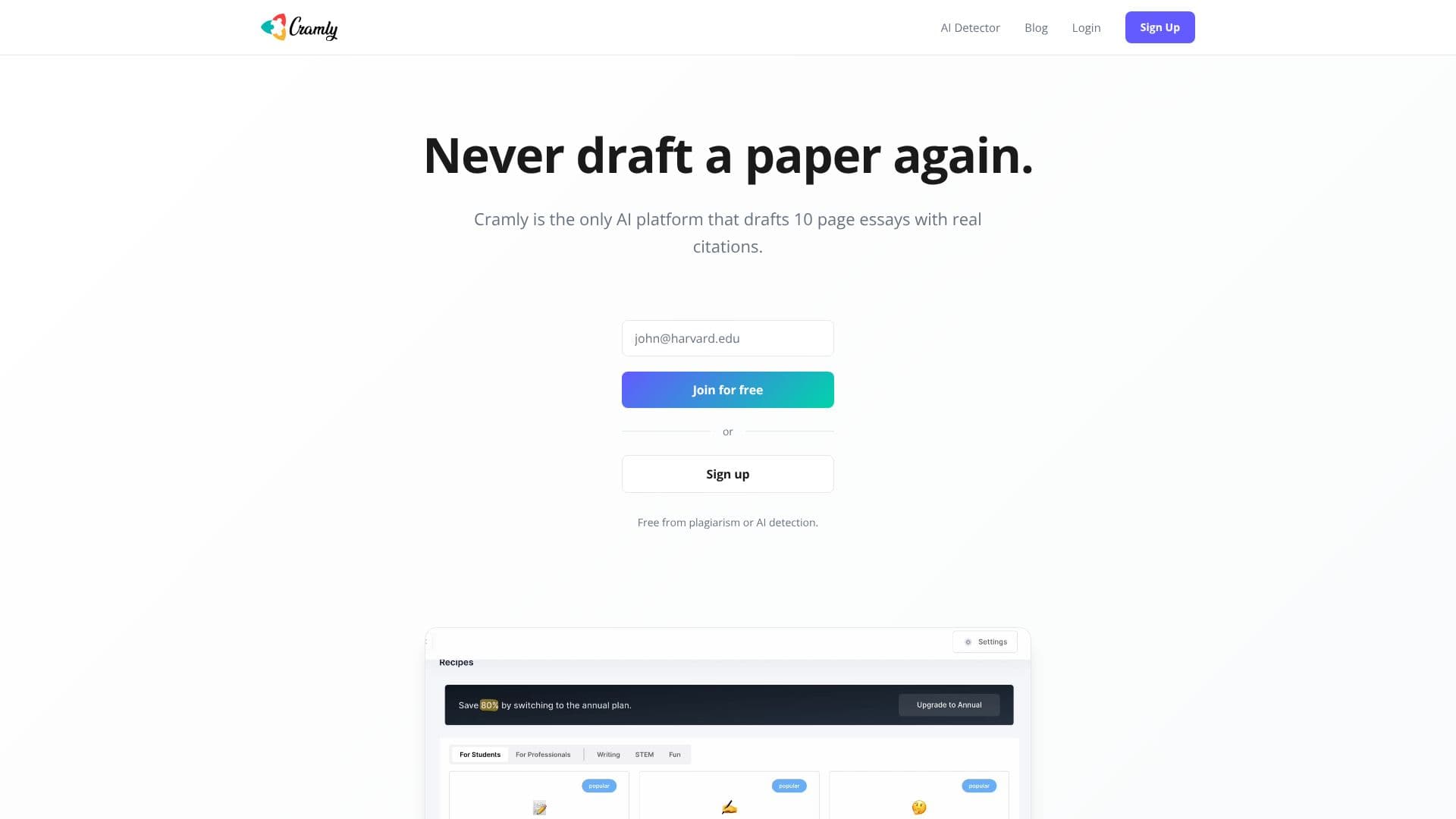 لقطة شاشة لـ Cramly.ai