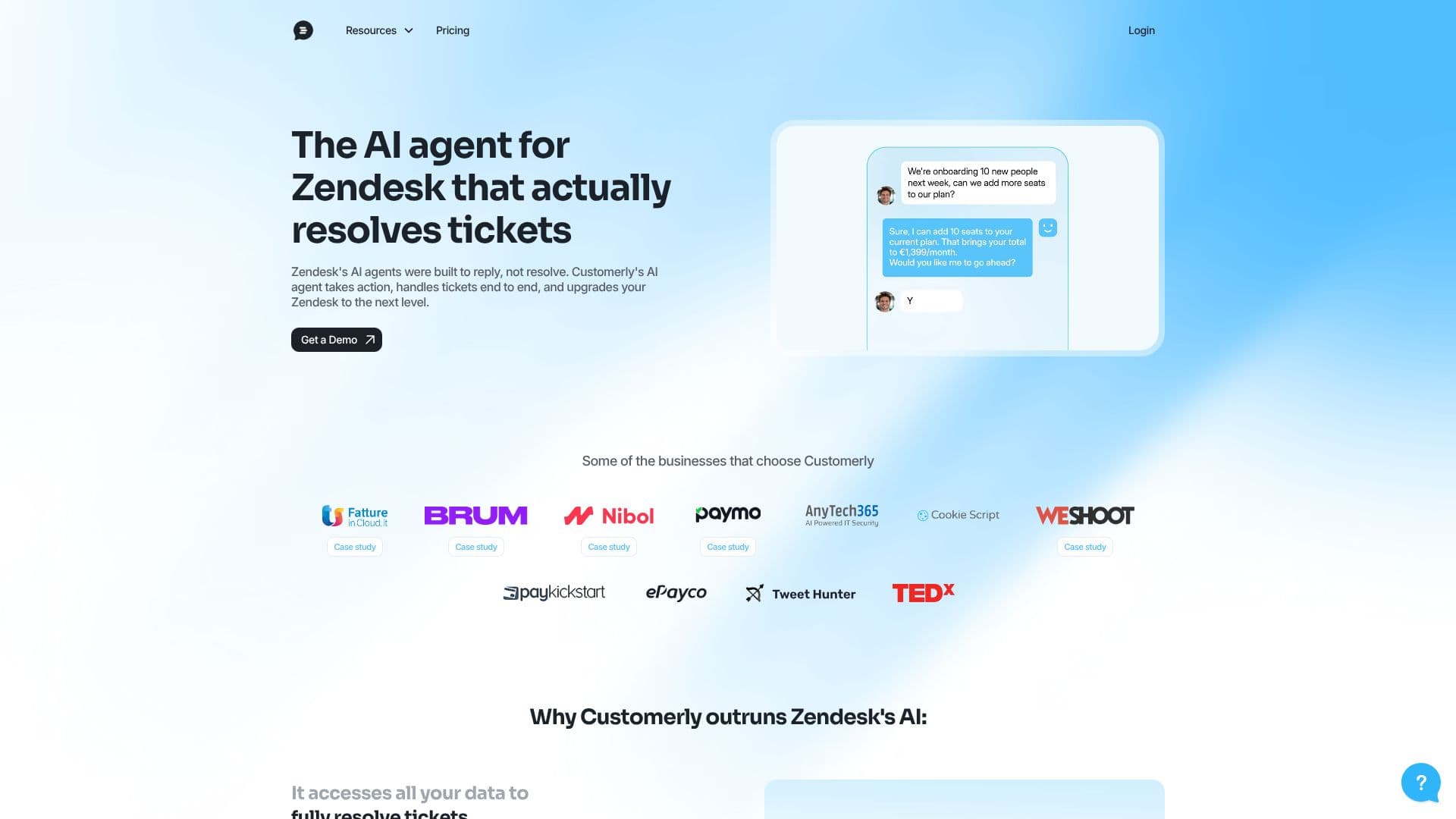 لقطة شاشة لـ Customerly AI Agent