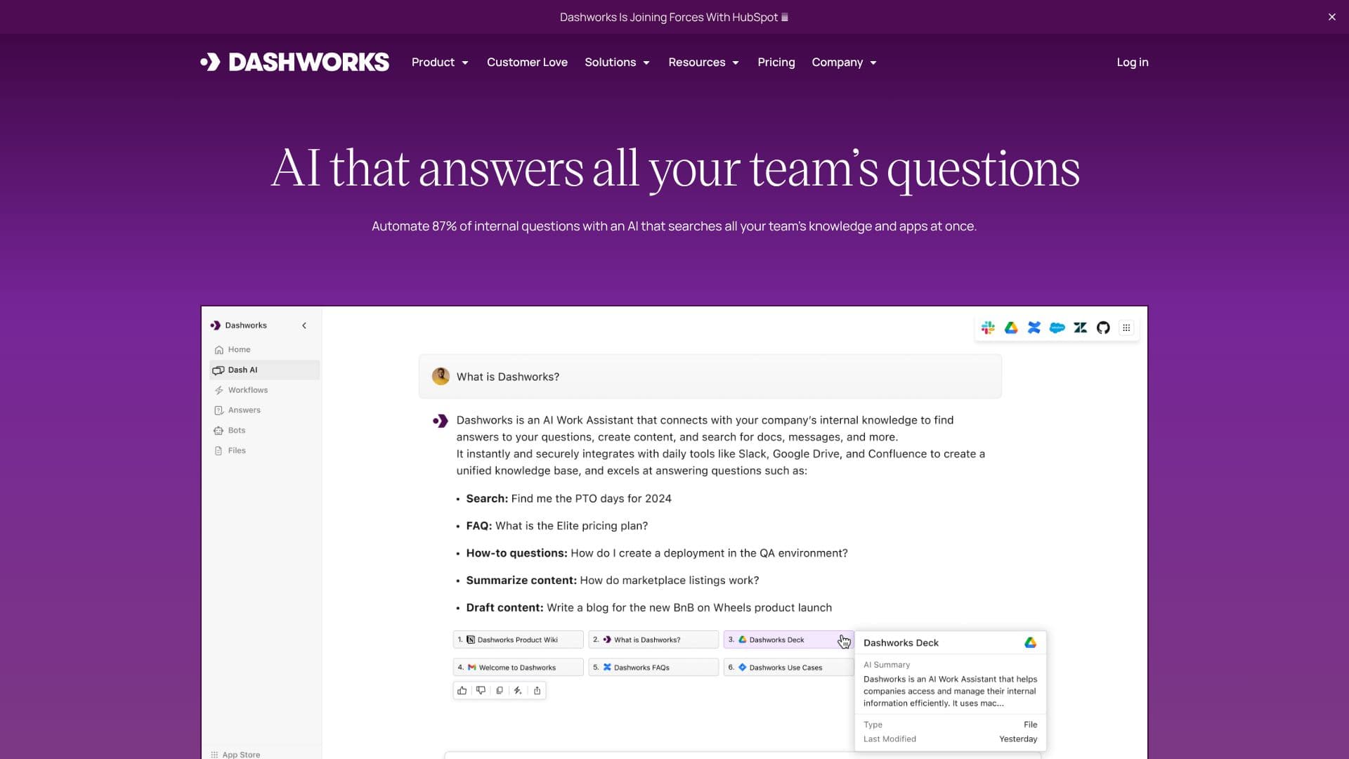 Capture d’écran de Dashworks AI Assistant