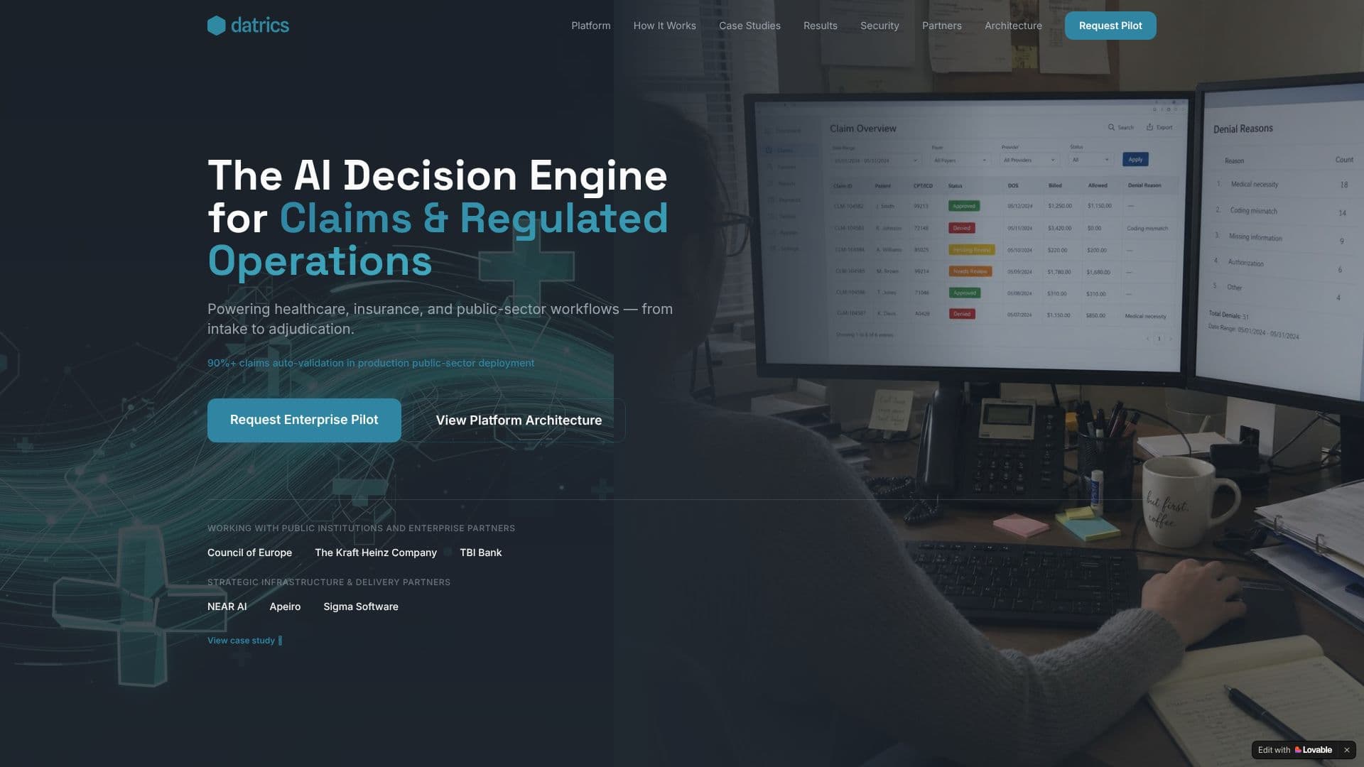 Datrics AI Claim Processing screenshot