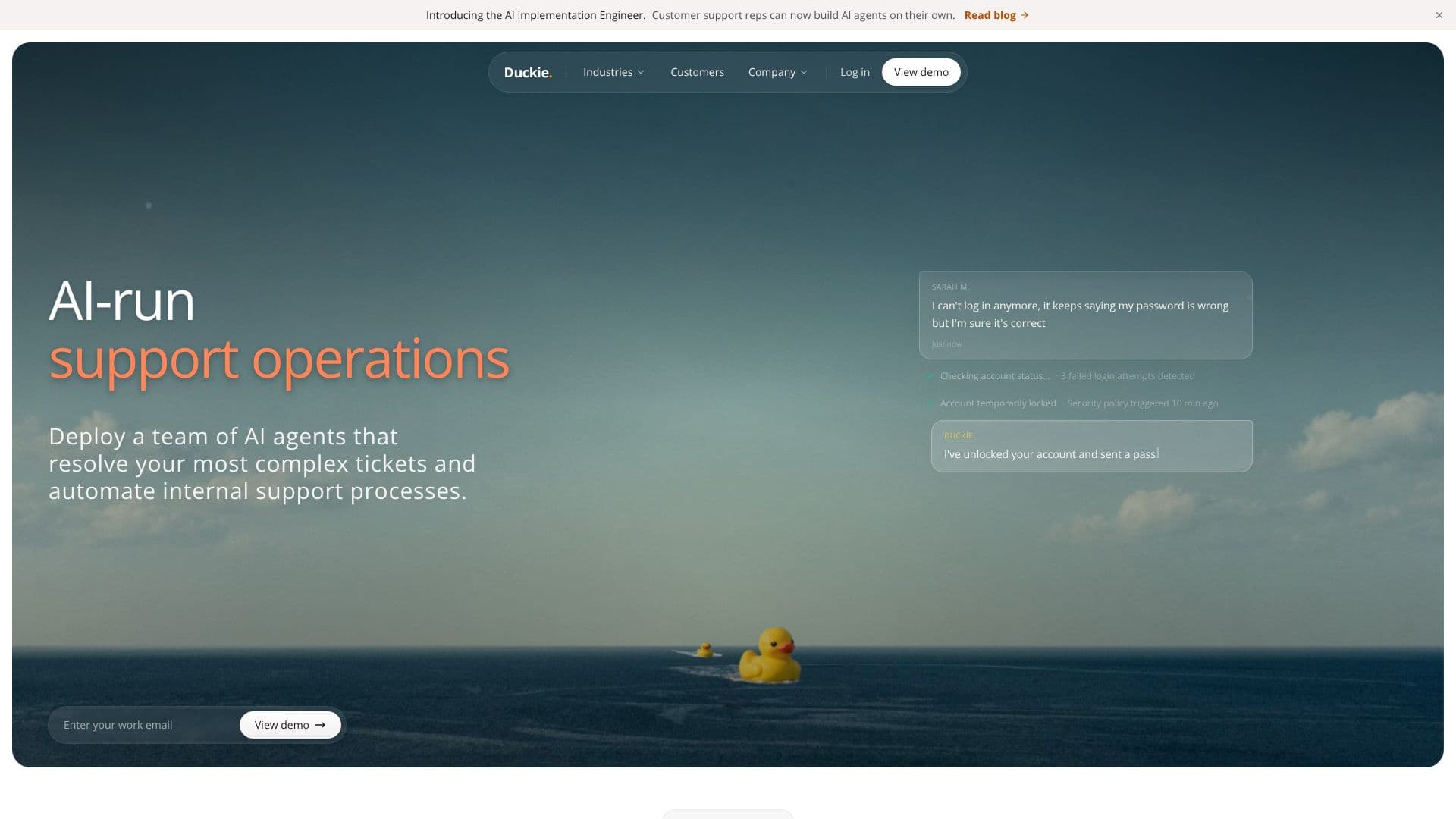 Screenshot von Duckie AI Support Agents