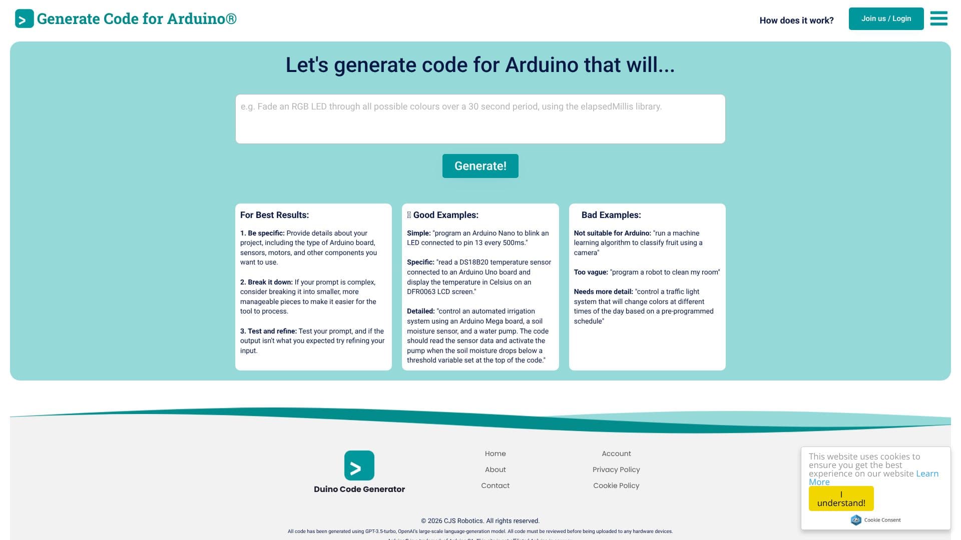 Screenshot von Code Generator für Arduino
