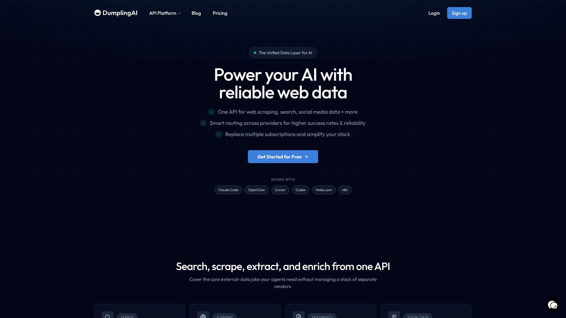 Tangkapan layar DumplingAI — Web Data API