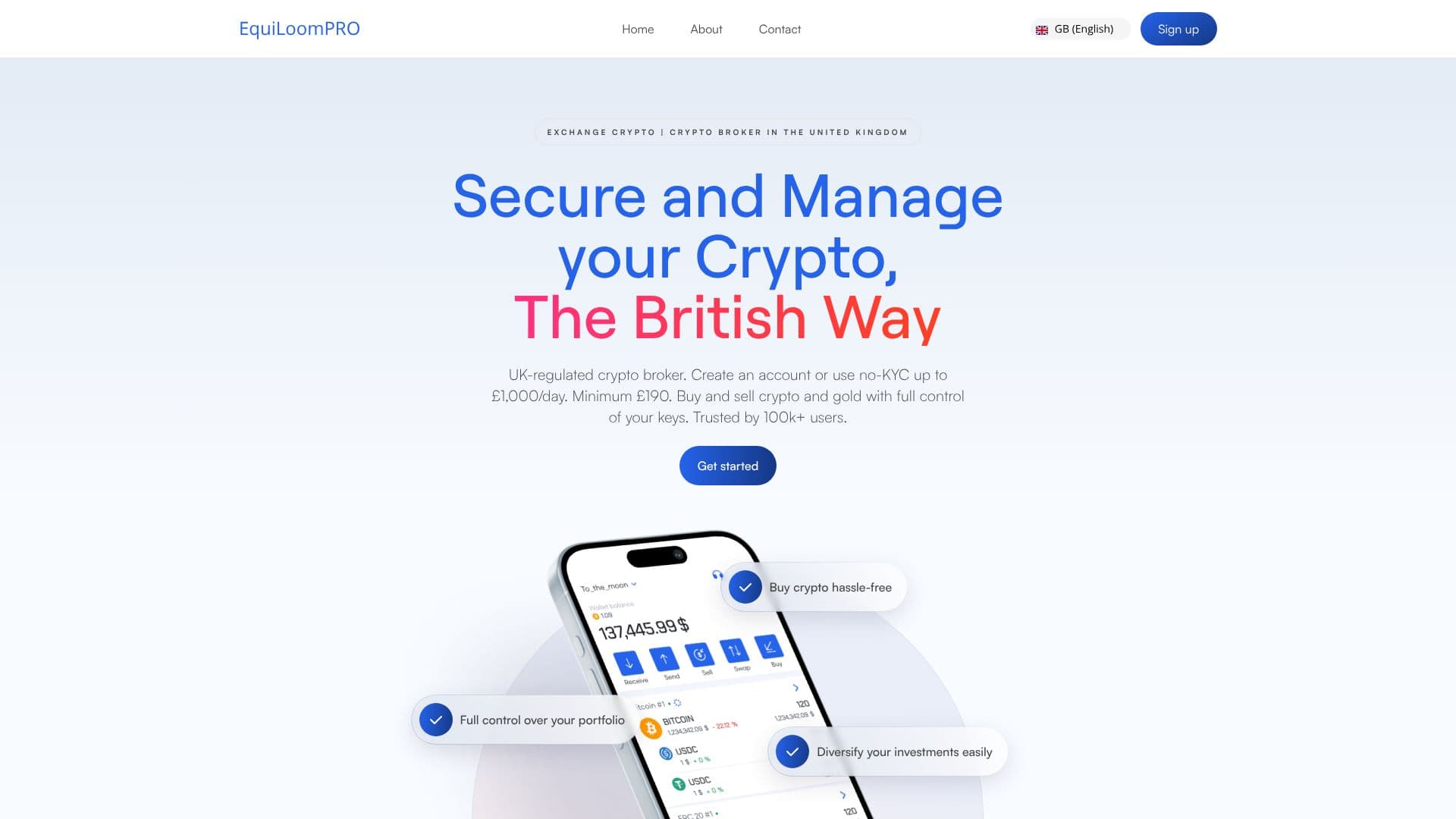 Screenshot von EquiLoomPRO Krypto-Broker
