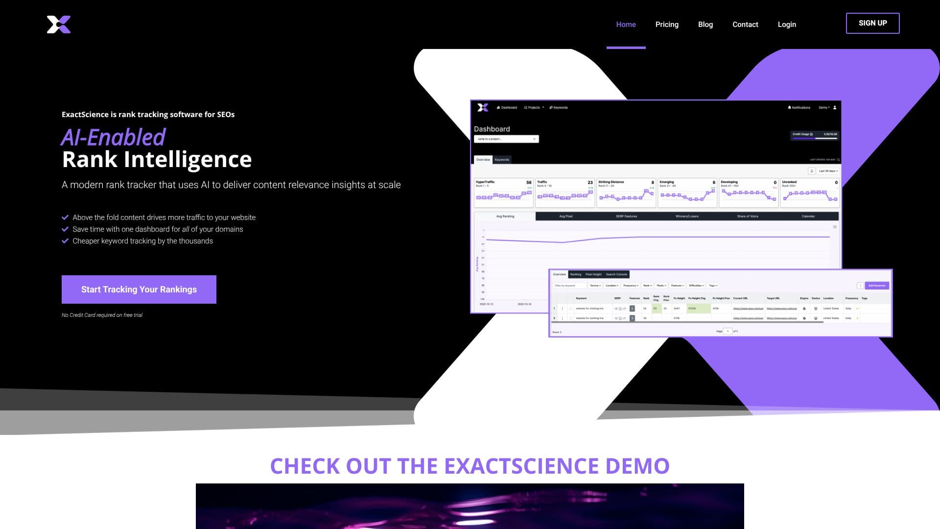 لقطة شاشة لـ ExactScience لتتبع التصنيفات