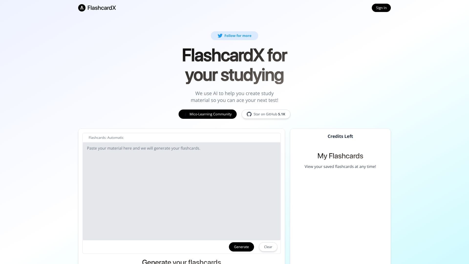 Screenshot von FlashcardX