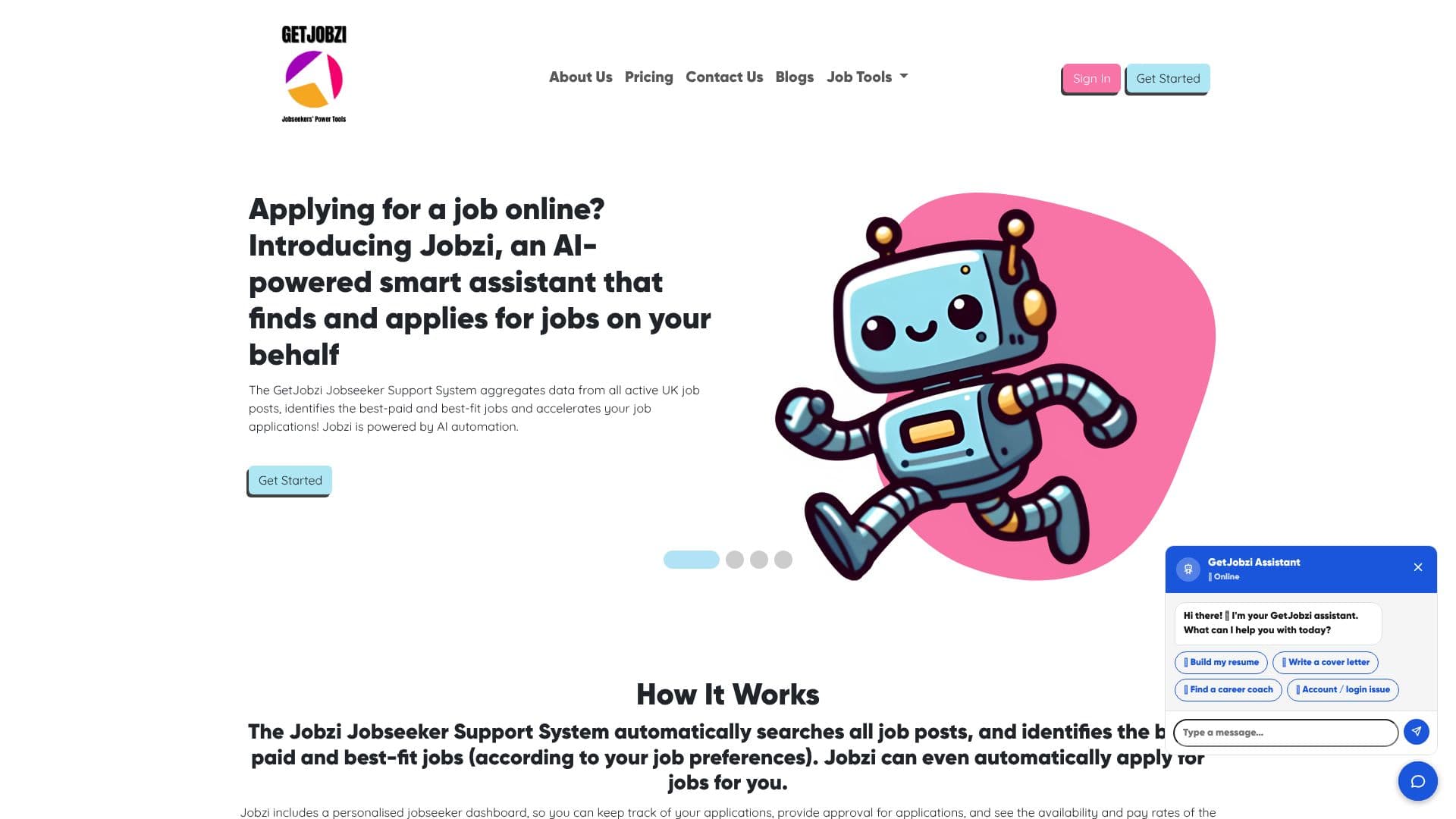 Скриншот GetJobzi