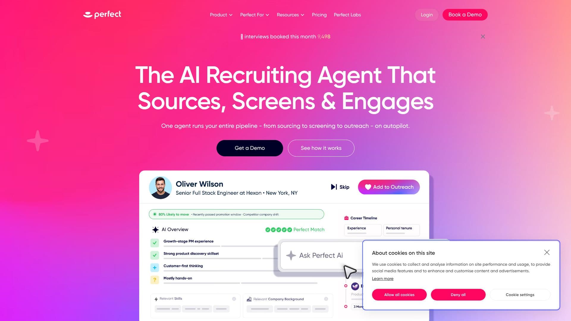Captura de pantalla de GoPerfect AI Recruiting Software