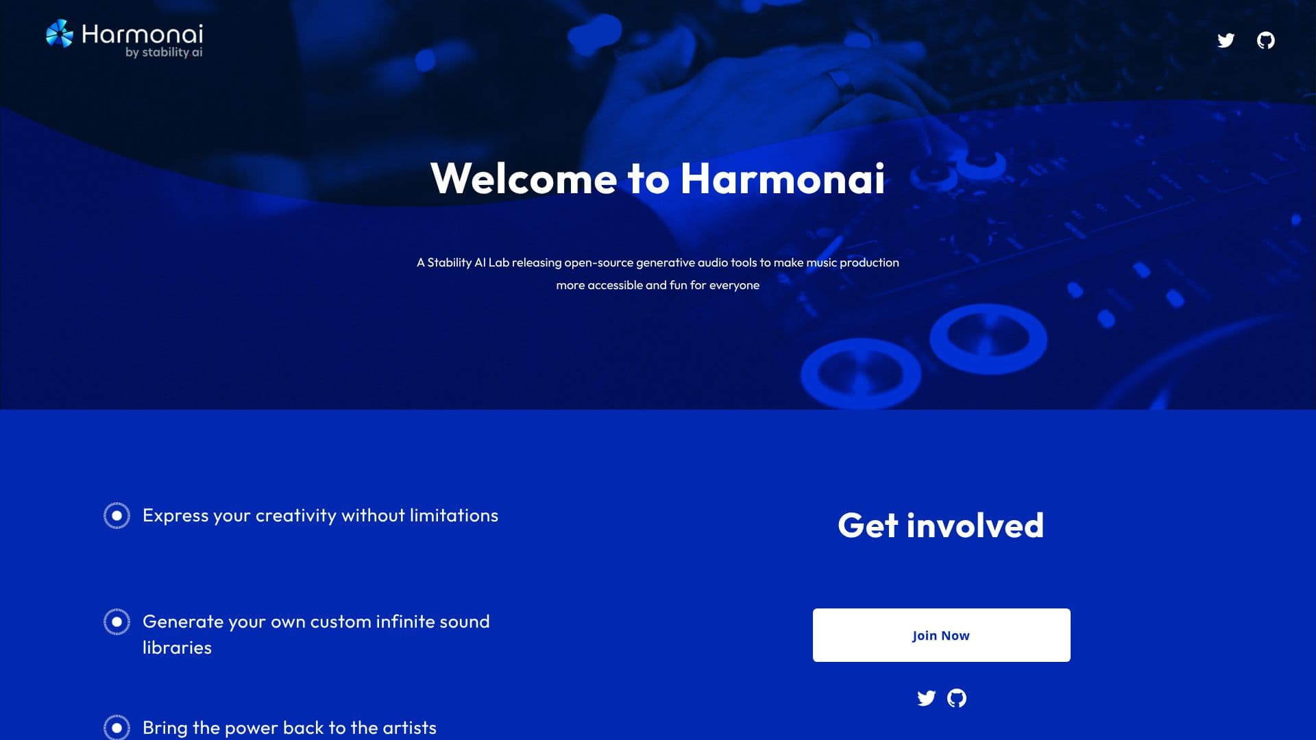 Screenshot von Harmonai.org