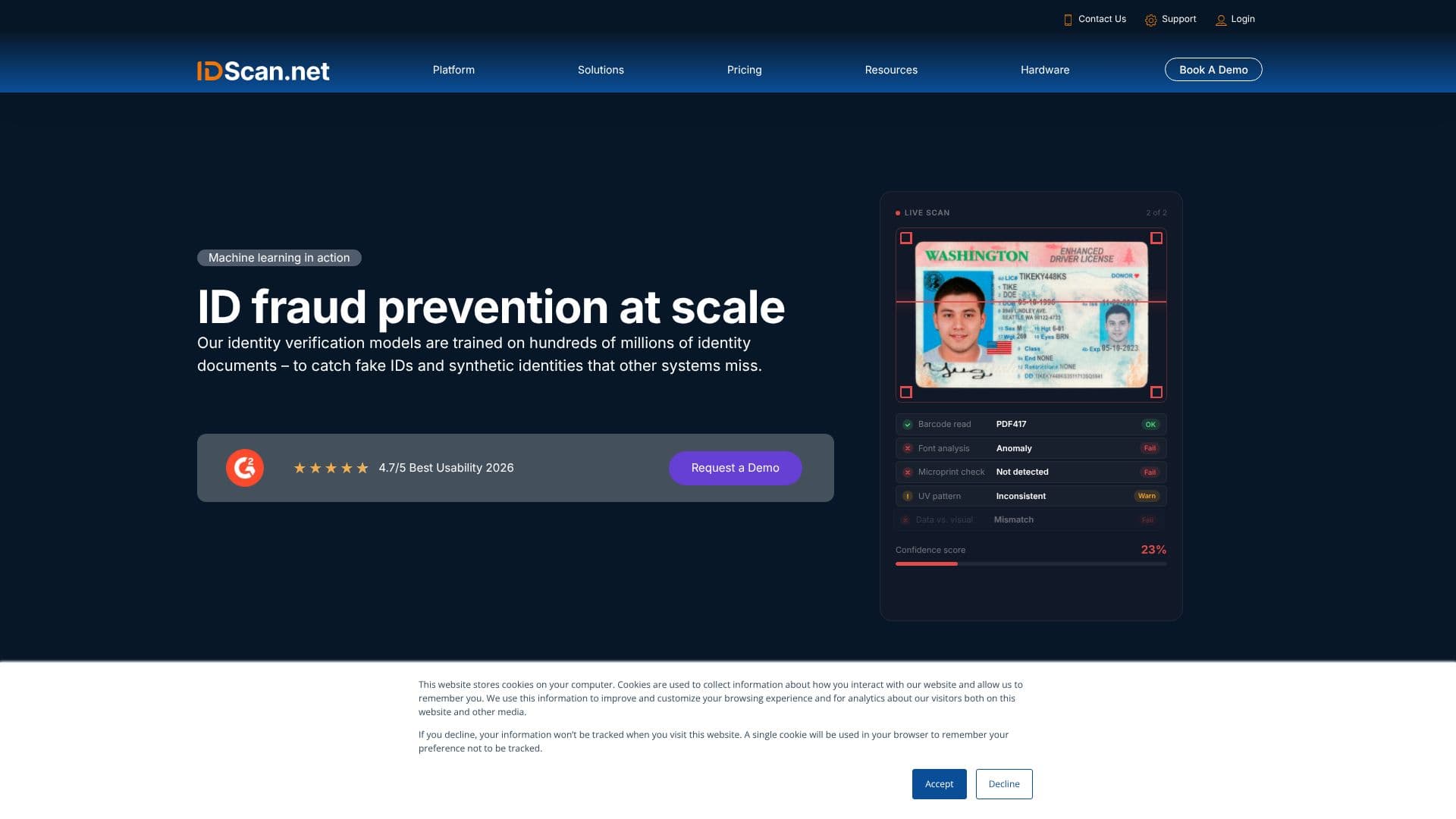 Screenshot von IDScan.net