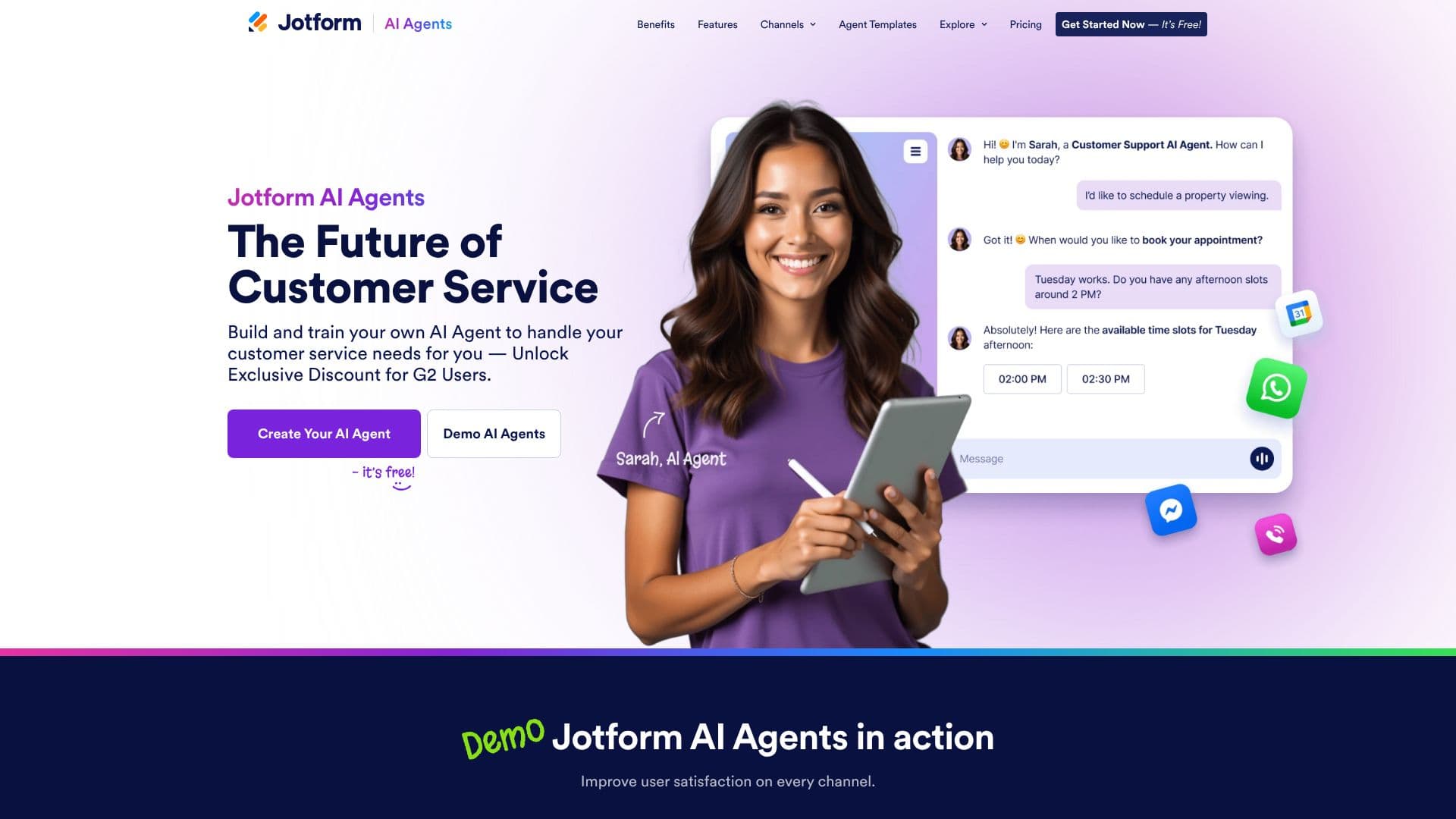Captura de pantalla de Agentes de IA de Jotform