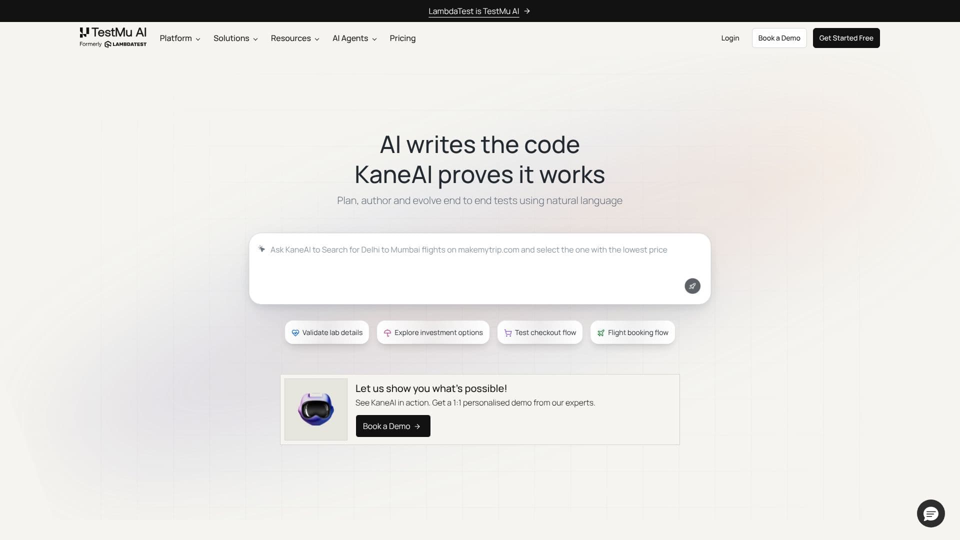 Screenshot von TestMu AI