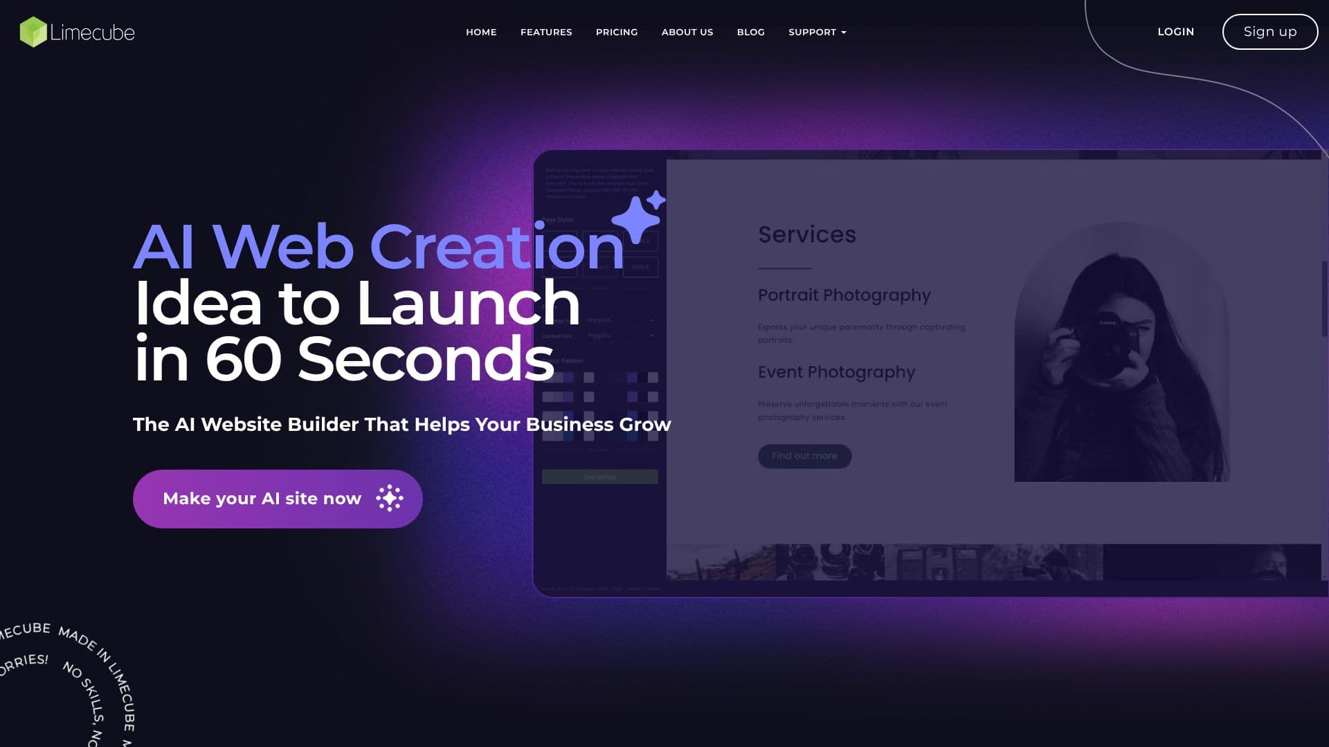 Скриншот Limecube AI Website Builder