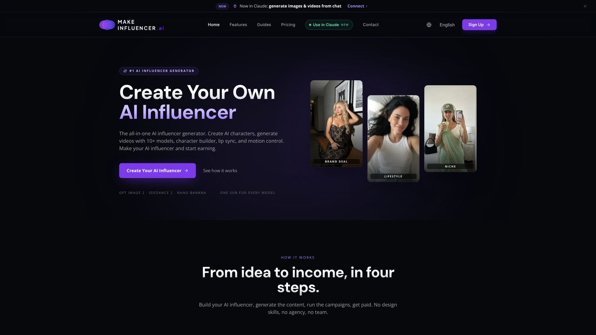 Captura de pantalla de Generador de Influencers de IA