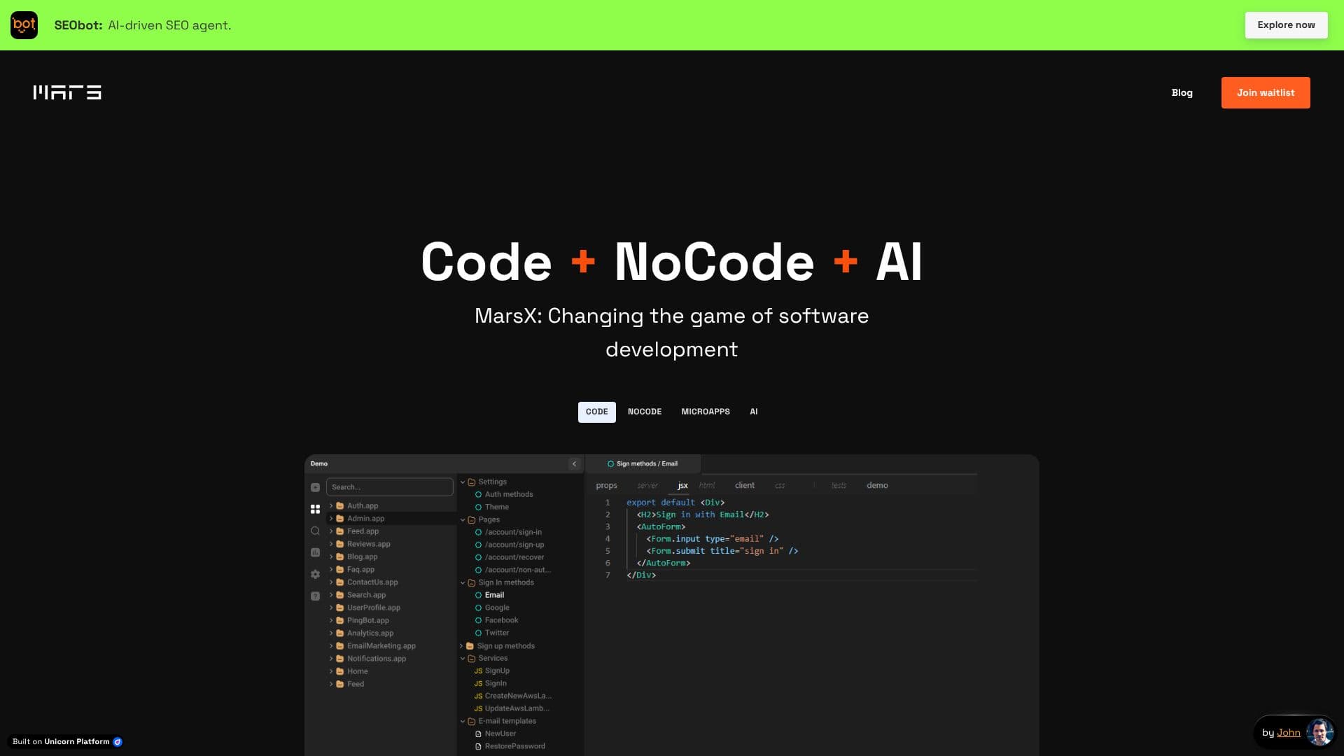 Captura de pantalla de MarsX Dev Tool