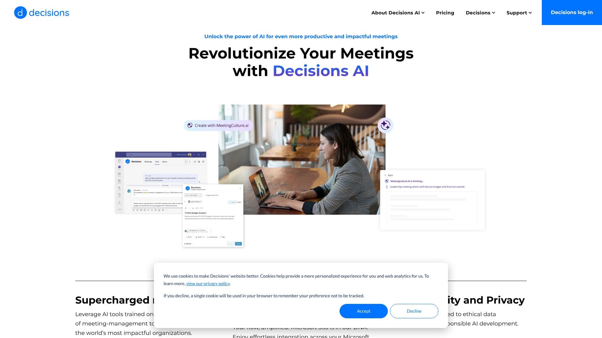Screenshot von MeetingCulture.ai von Decisions