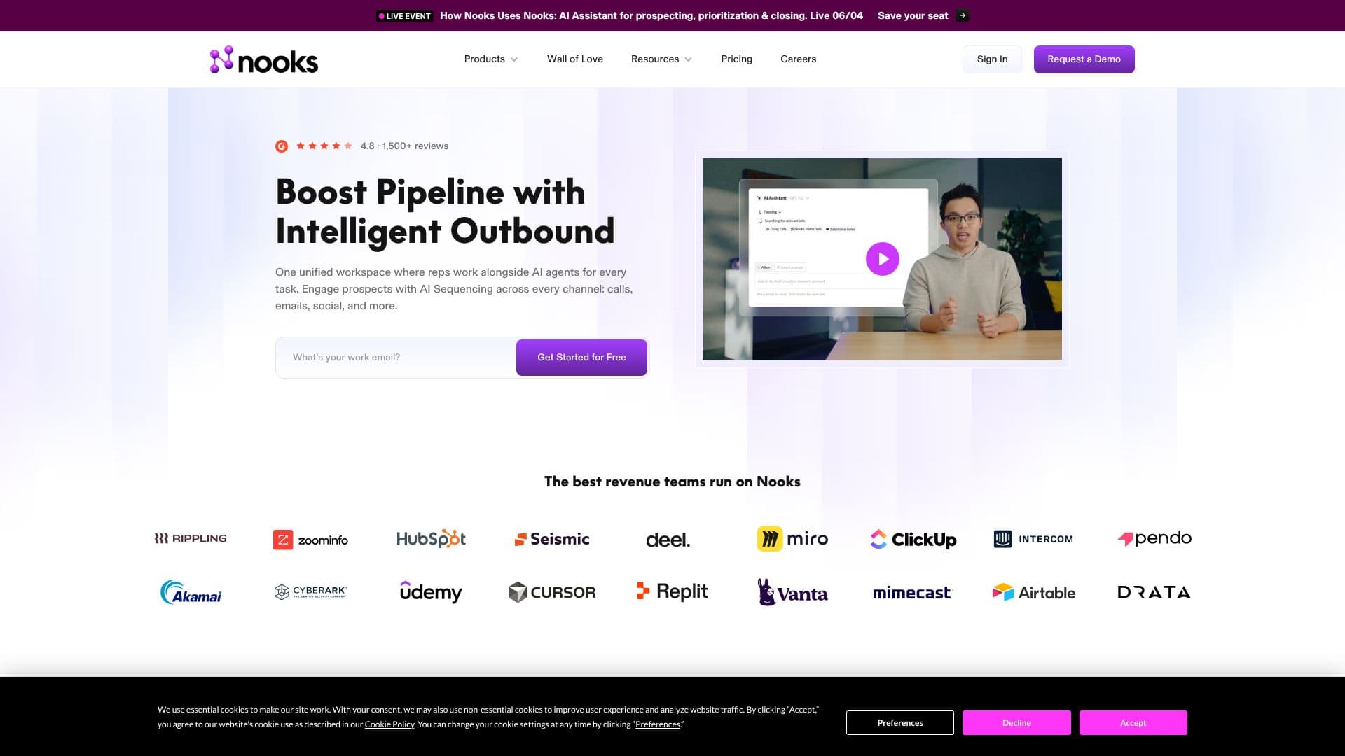 Nooks AI Sales Platform 스크린샷