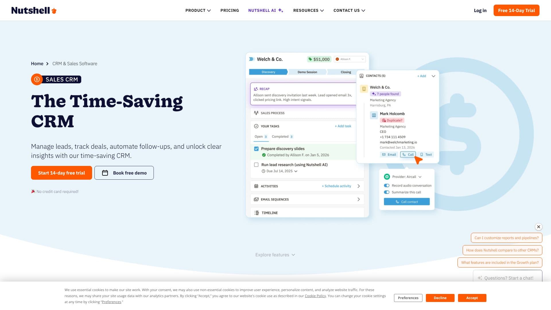 Captura de pantalla de Nutshell CRM