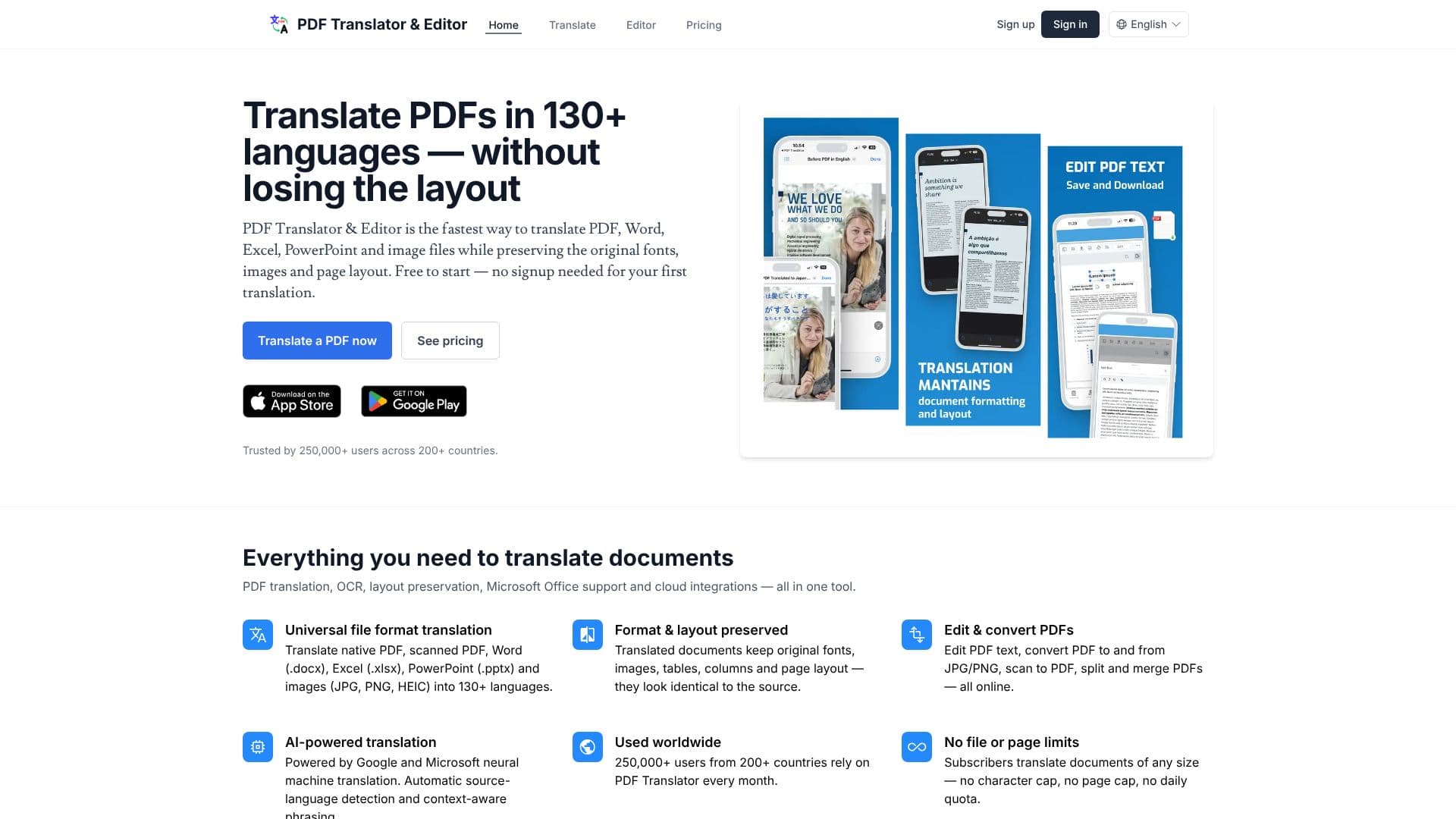 Screenshot von PDF Document Translator