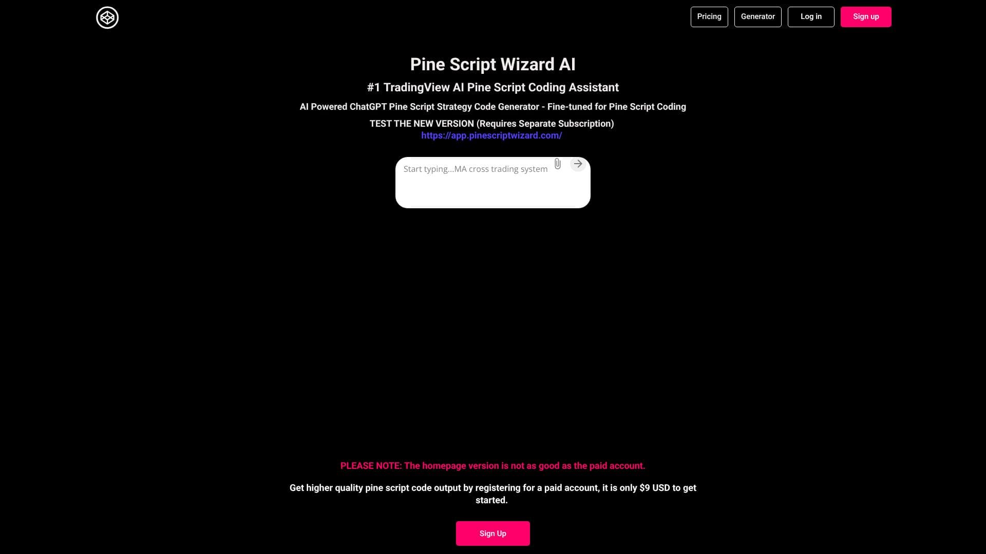 لقطة شاشة لـ Pine Script Wizard ChatGPT