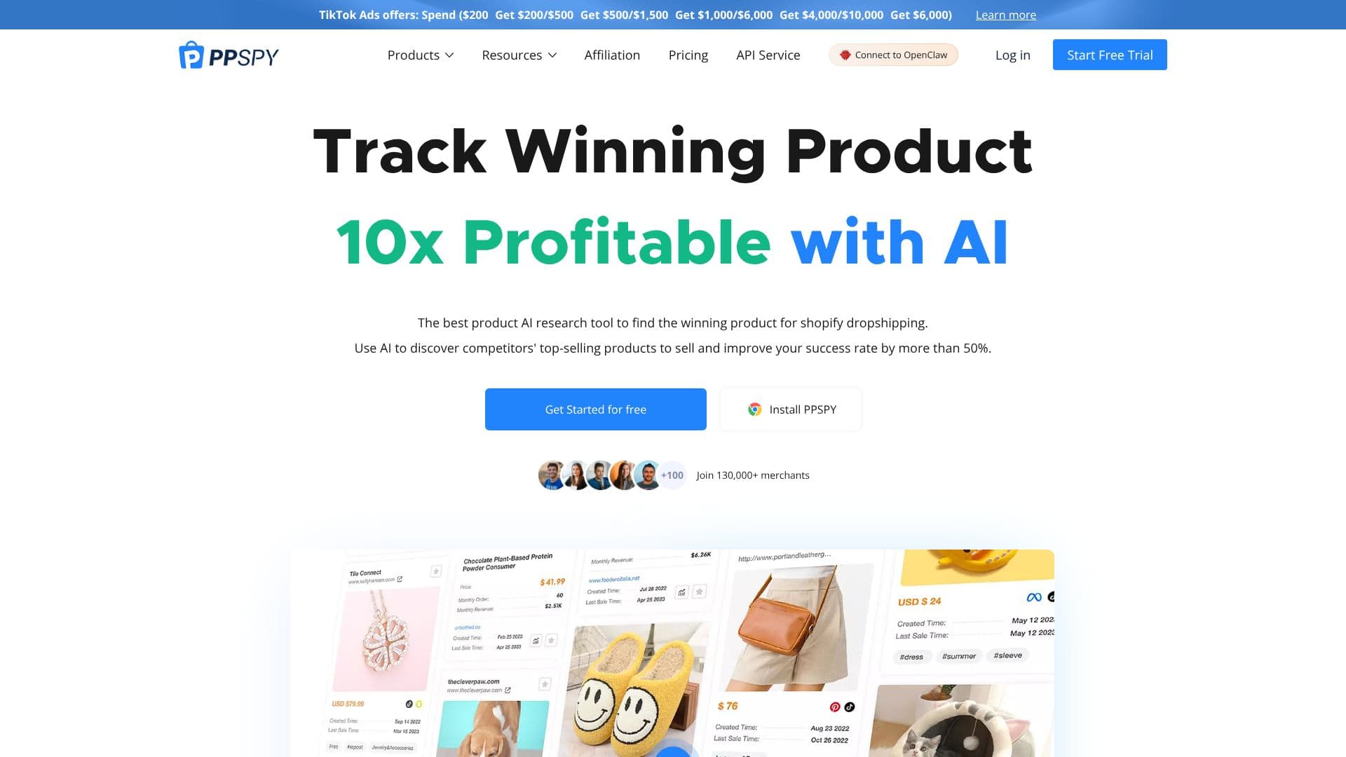 Tangkapan layar PPSPY: Alat Mata-mata Shopify