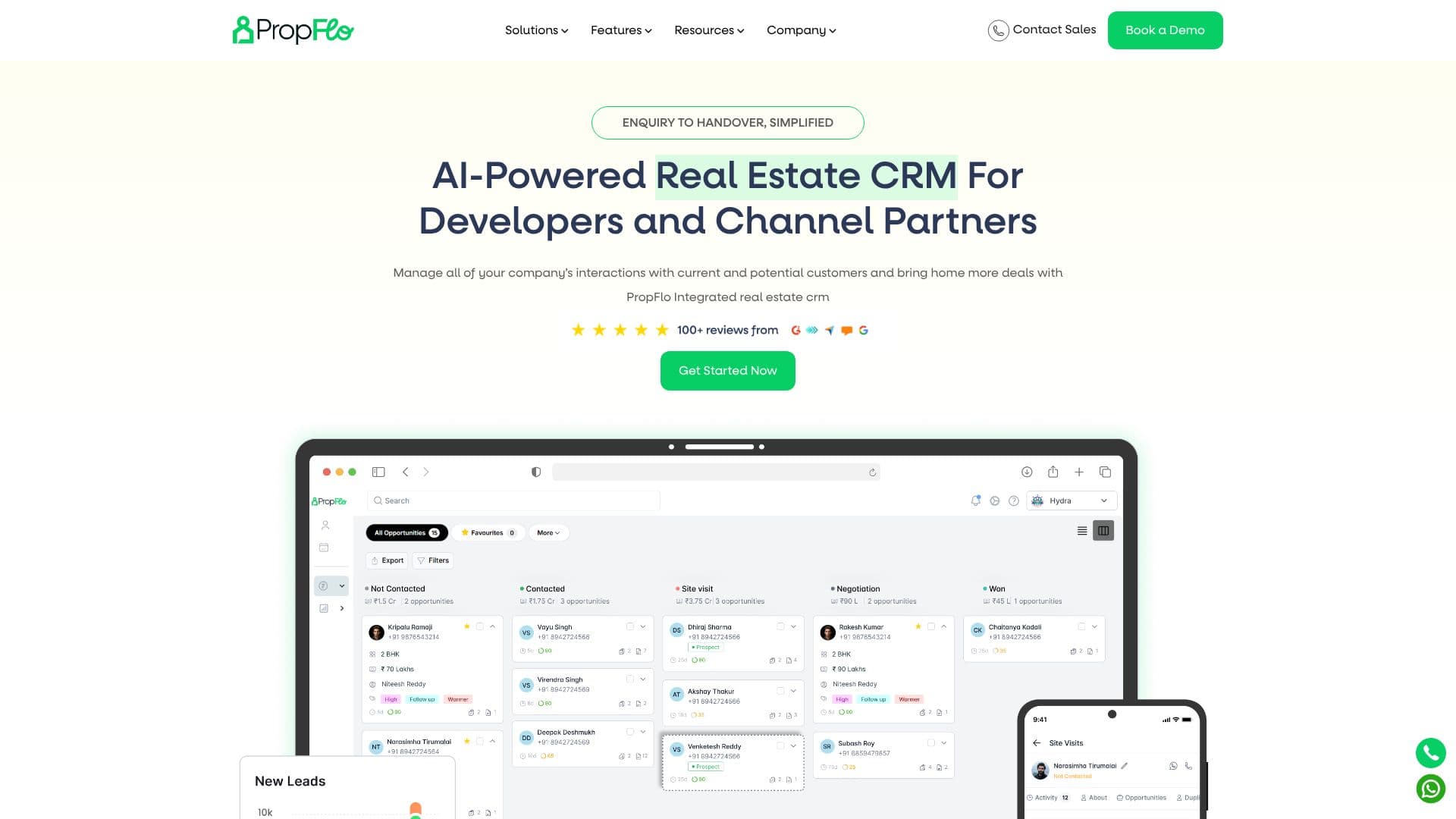 Screenshot von PropFlo Real Estate CRM