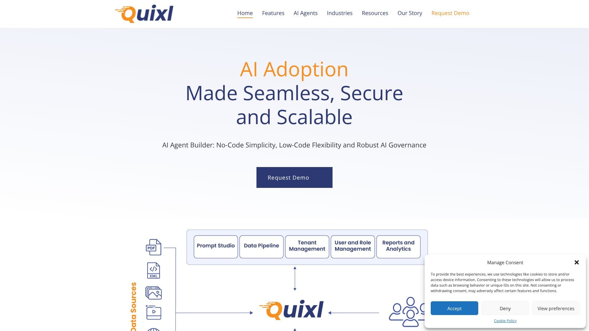 Скриншот Quixl AI Agent Platform