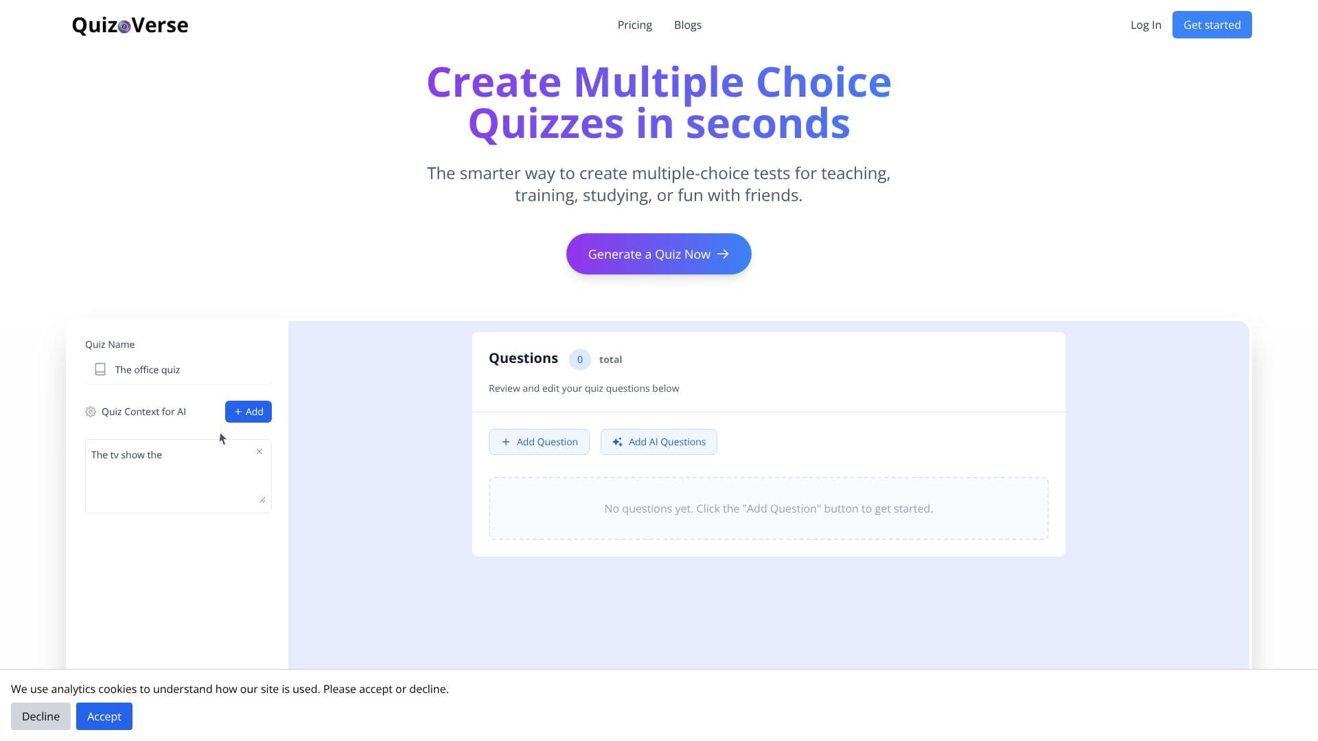Capture d’écran de QuizoVerse