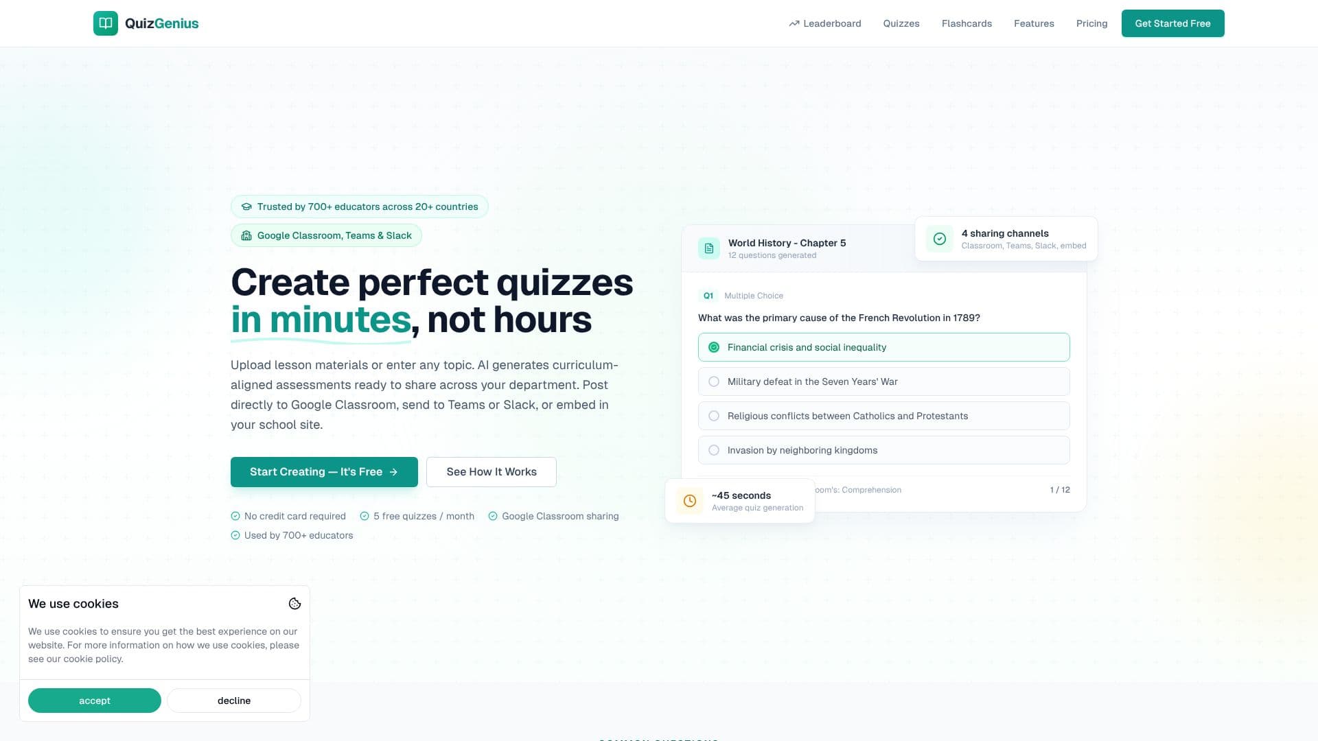 لقطة شاشة لـ QuizGeniusAI