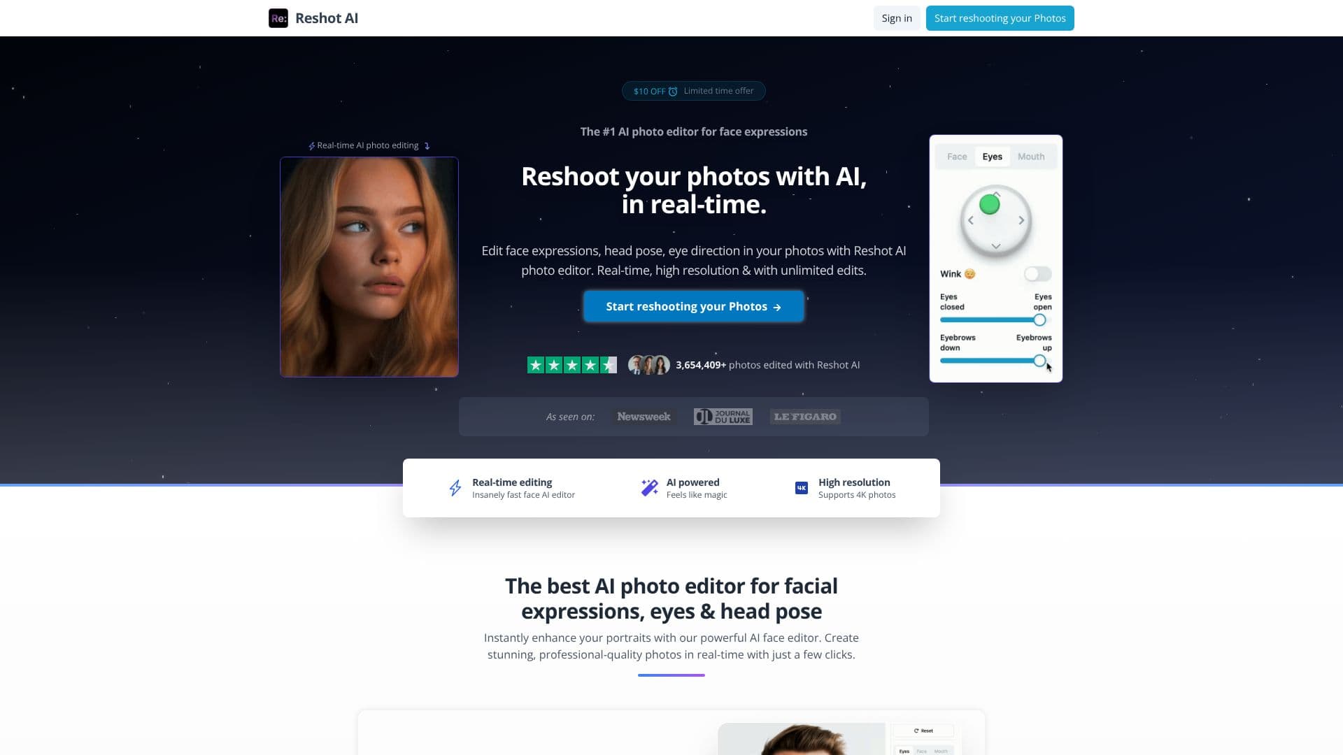 Reshot AI Face Editor 截图