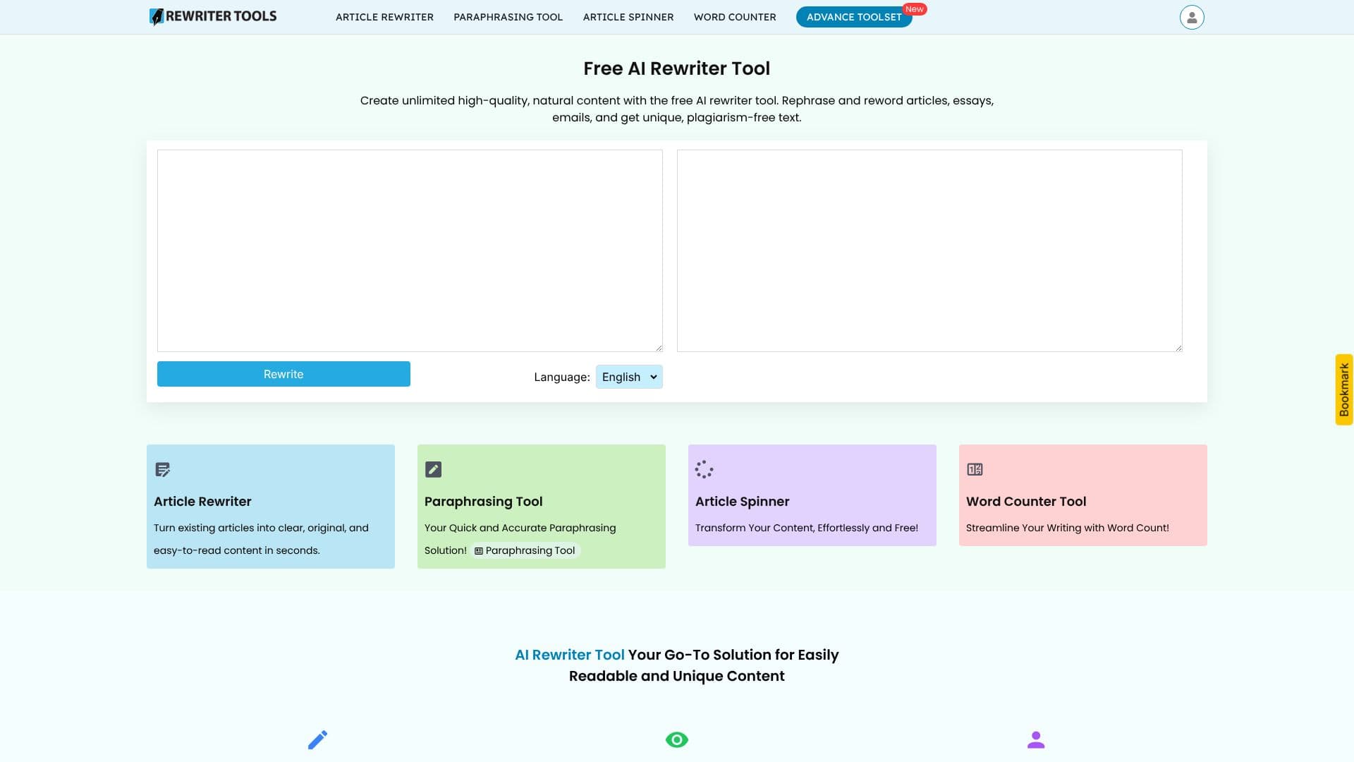 Screenshot von Kostenloses KI-Umschreibwerkzeug
