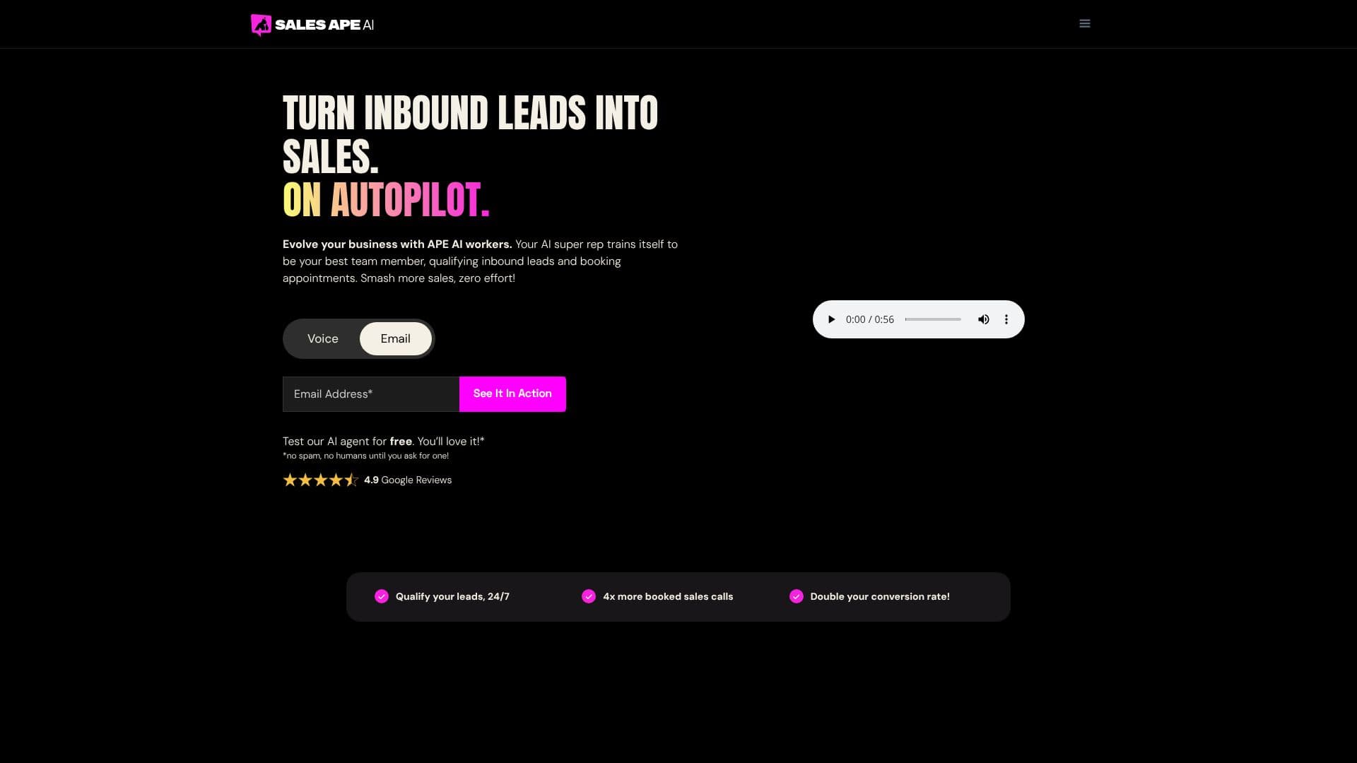 Capture d’écran de SalesAPE.ai
