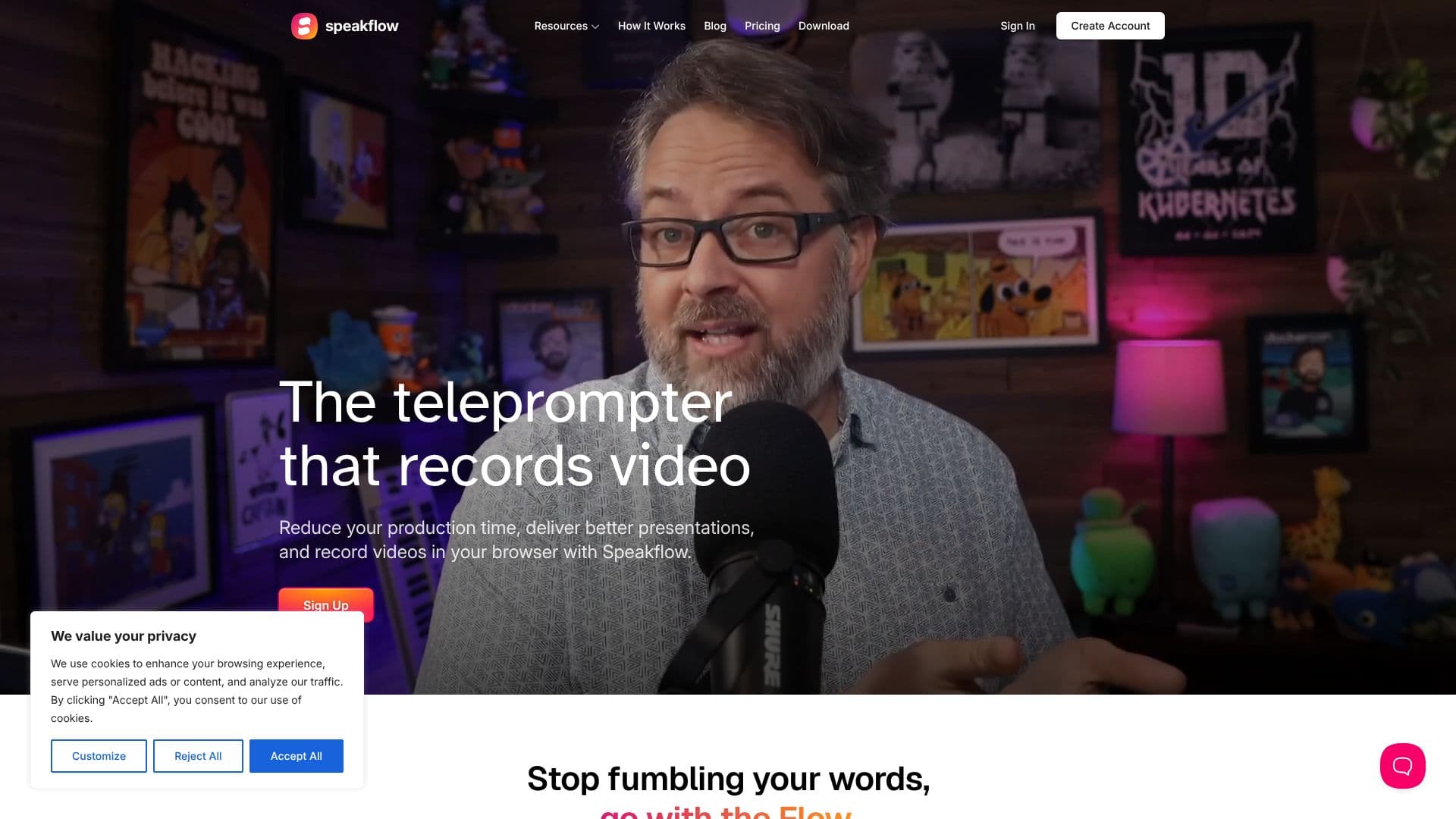 Screenshot von Speakflow Online Teleprompter