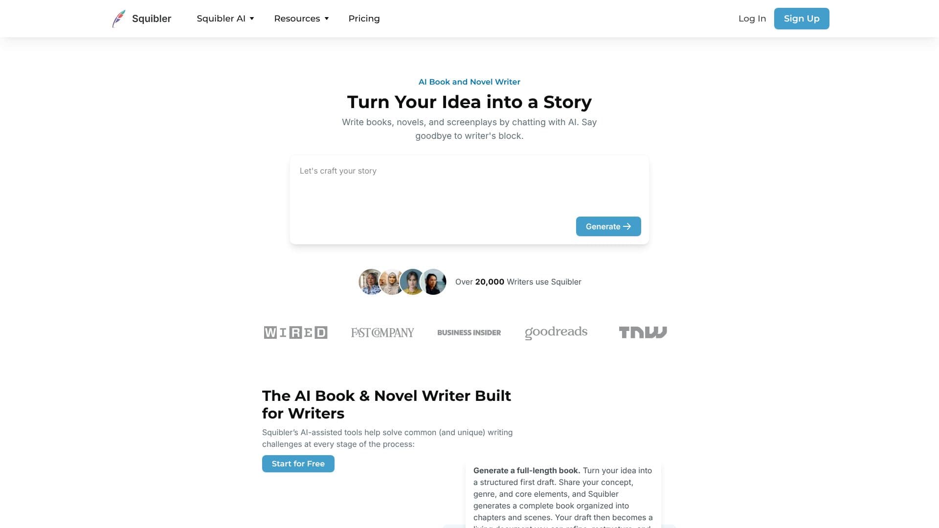 لقطة شاشة لـ Squibler AI Writer