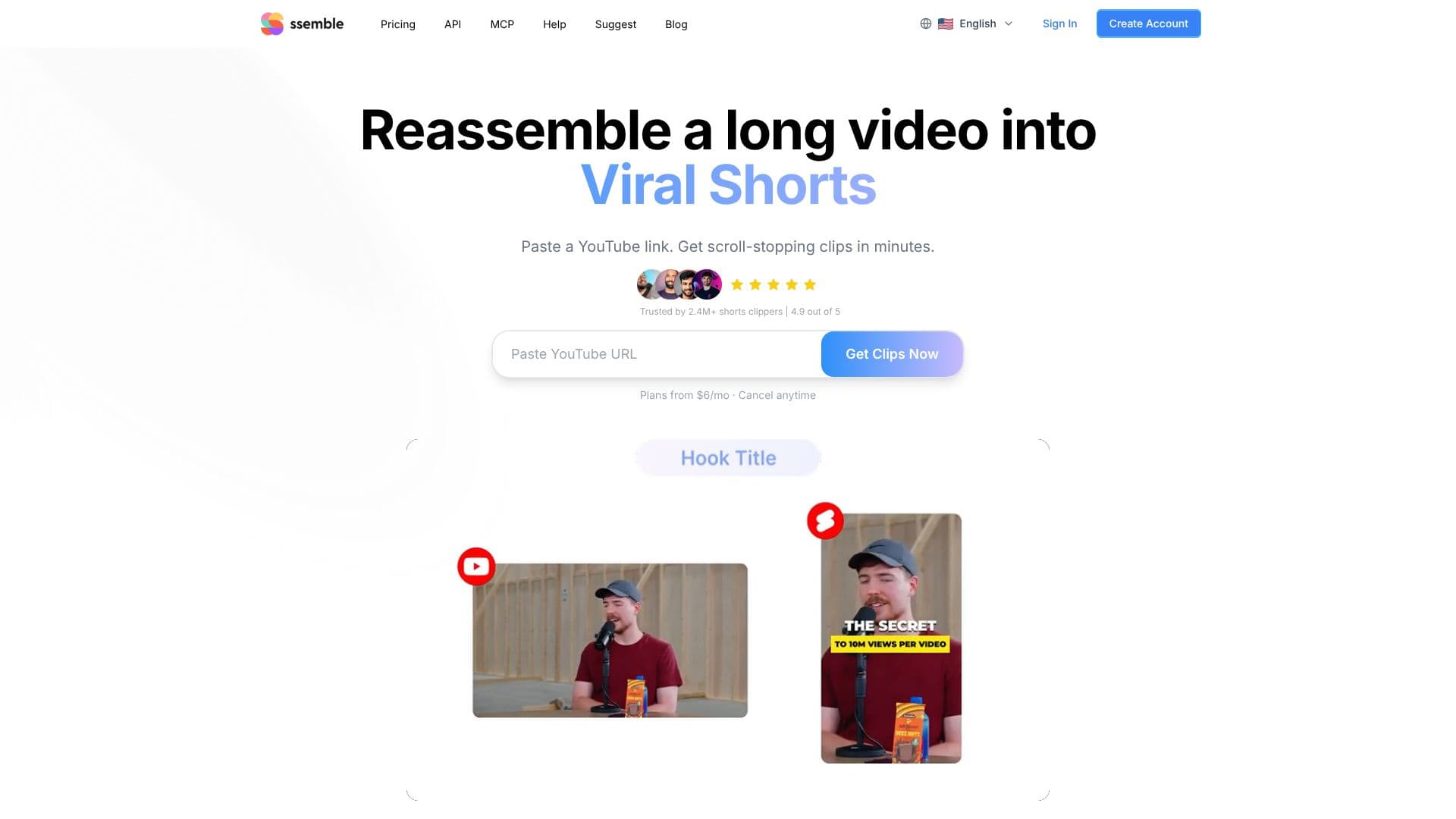 Capture d’écran de Ssemble AI Clip Maker